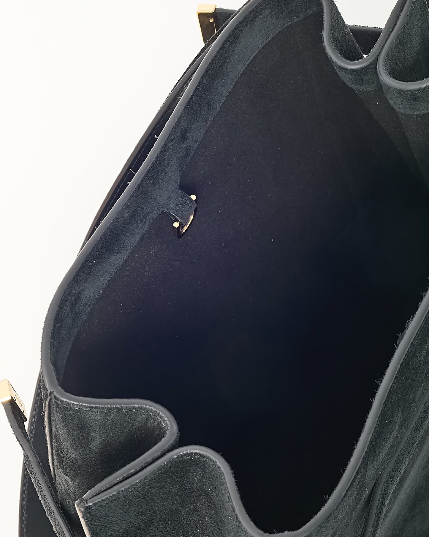 Totême Black Suede Belted Bucket Bag
