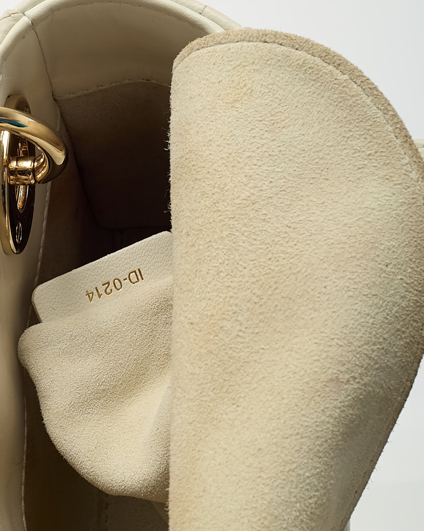 Dior White Cannage Leather Mini Lady Dior Bag with Champagne Hardware