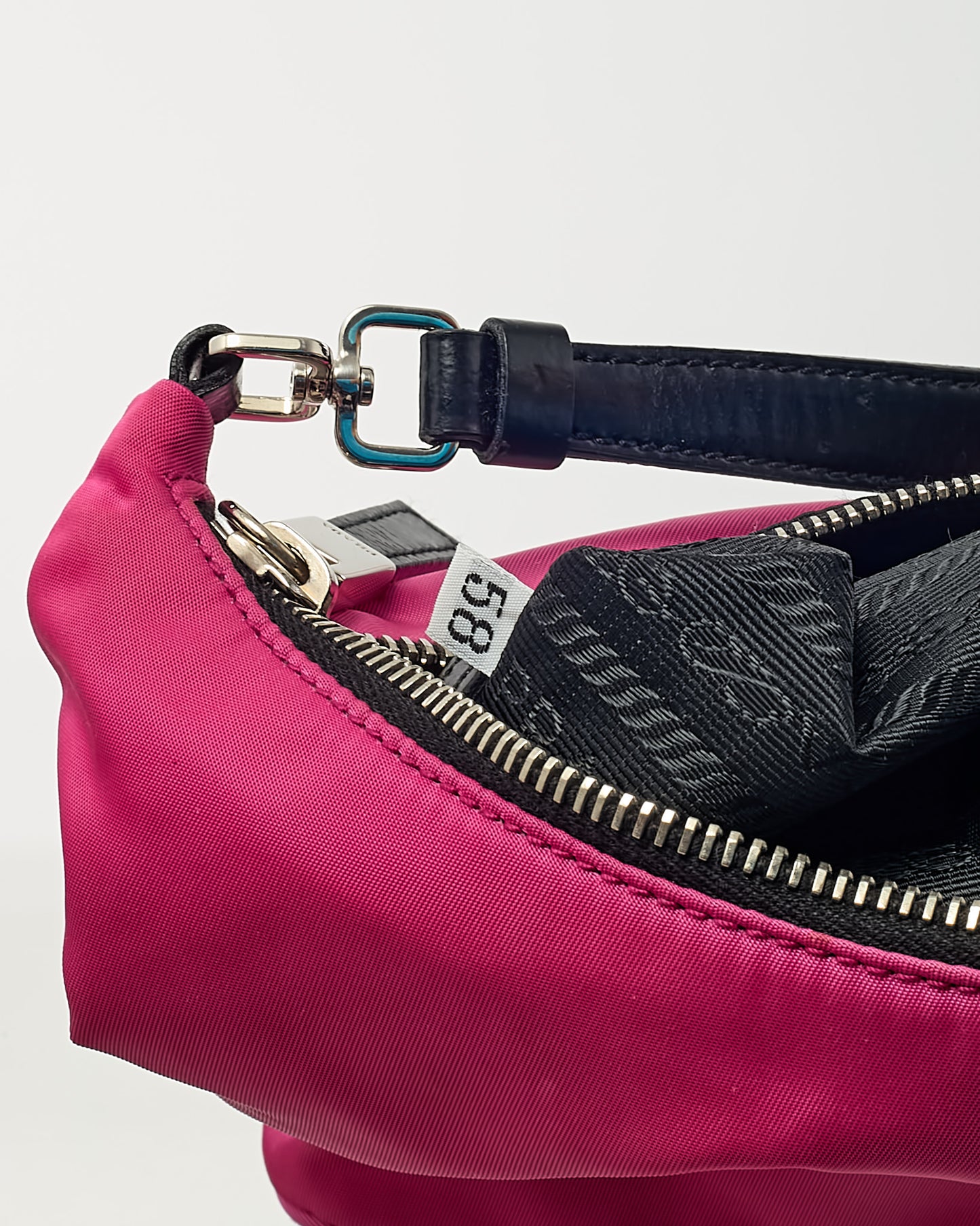 Prada Pink and Black Leather Detail Nylon Tessuto Shoulder Bag