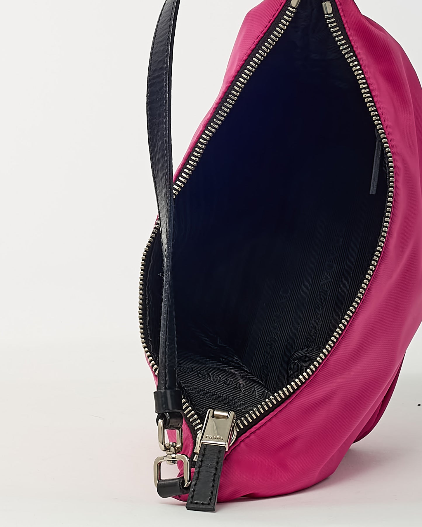 Prada Pink and Black Leather Detail Nylon Tessuto Shoulder Bag