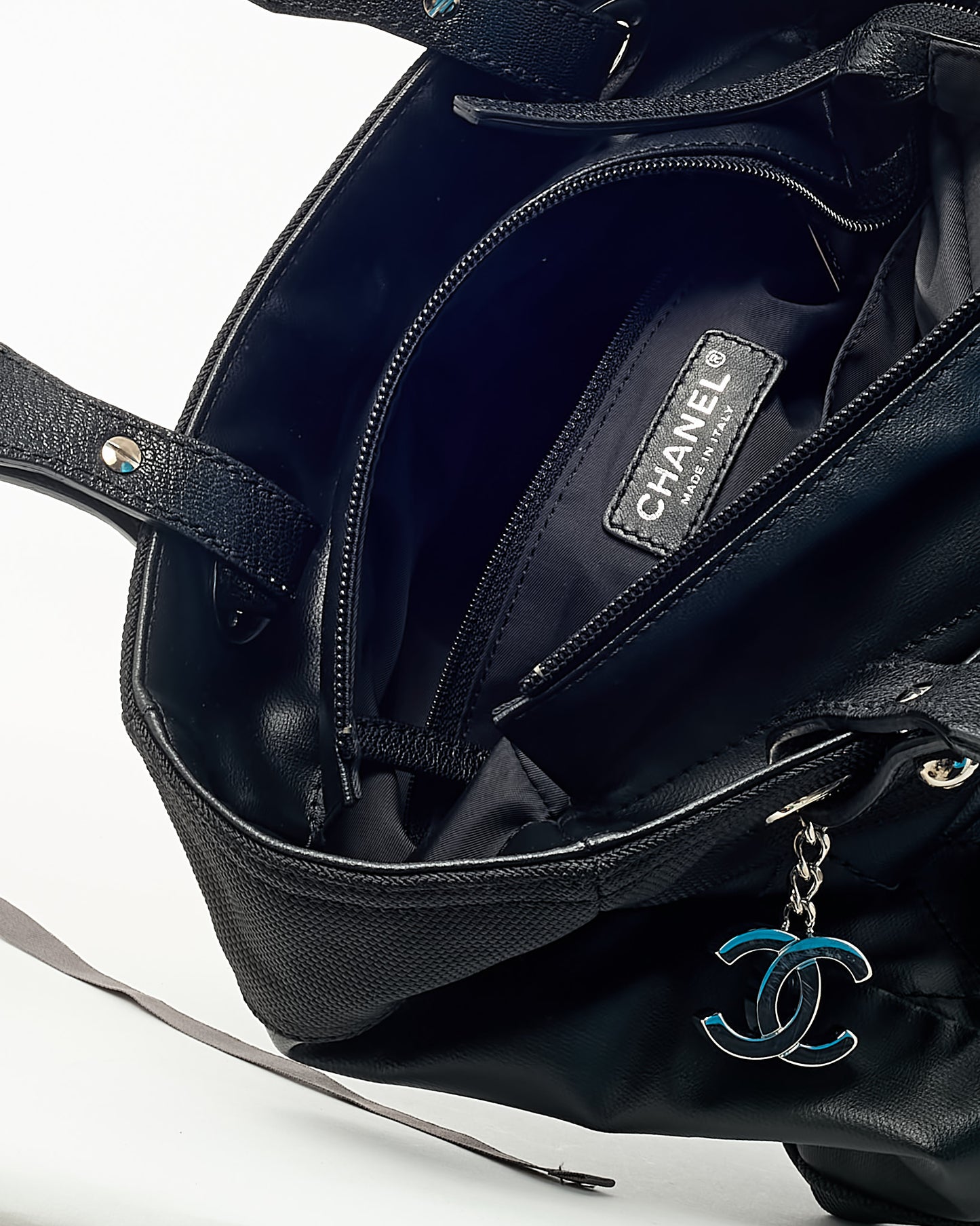 Chanel Black Coated Canvas Quilted Small Paris Biarritz Tote PM