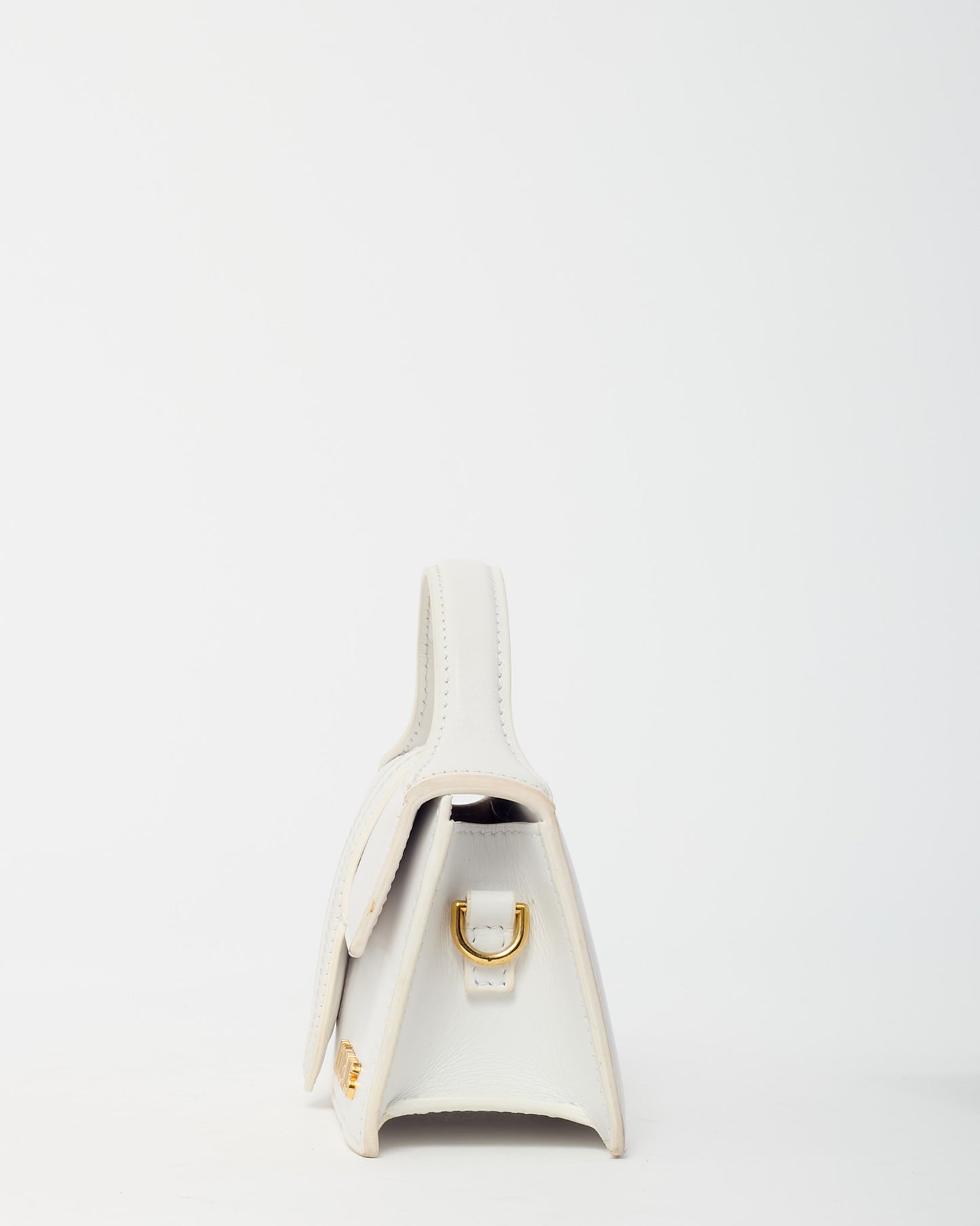 Jacquemus White Leather Le Bambino Top Handle Bag w/ Strap
