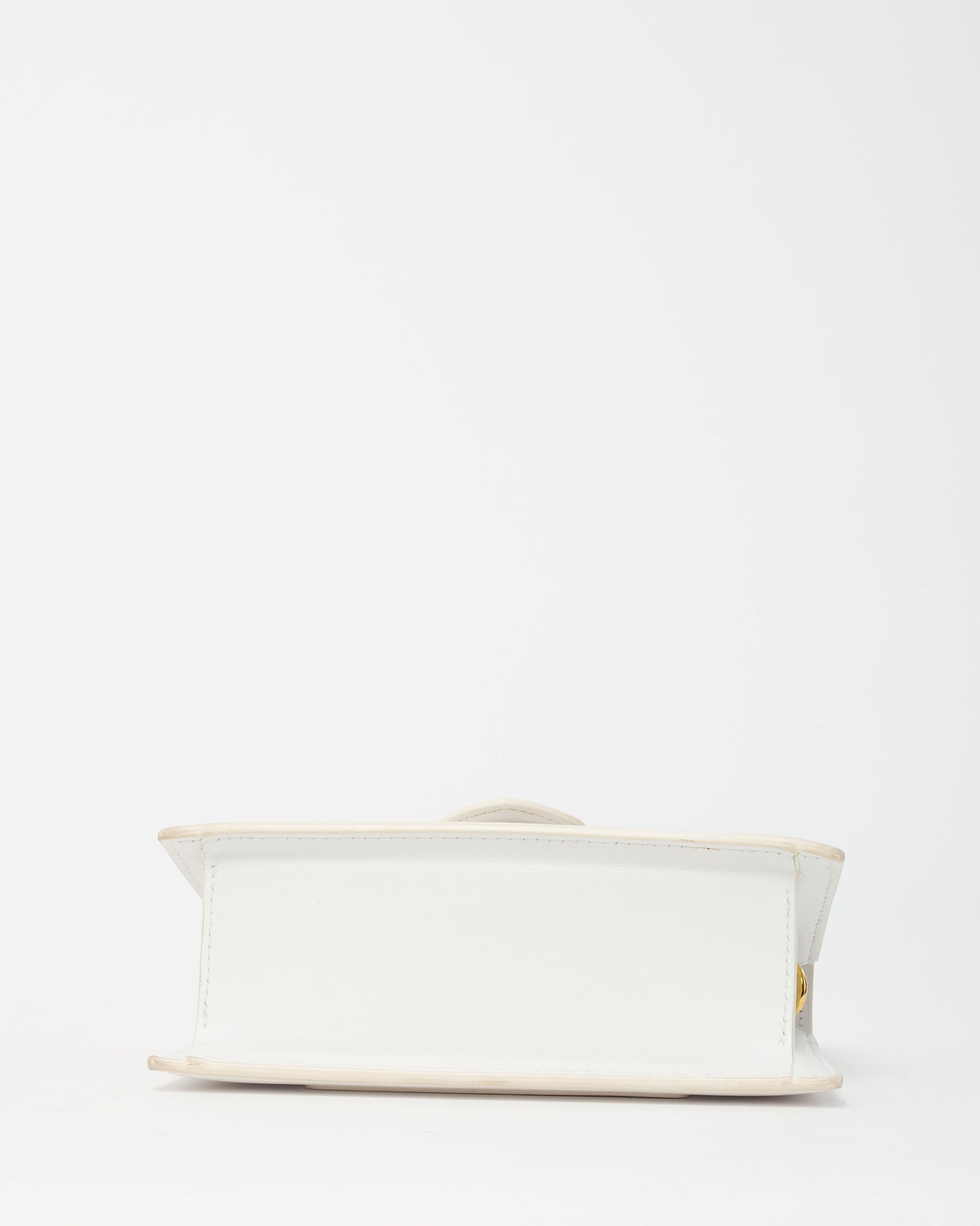 Jacquemus White Leather Le Bambino Top Handle Bag w/ Strap