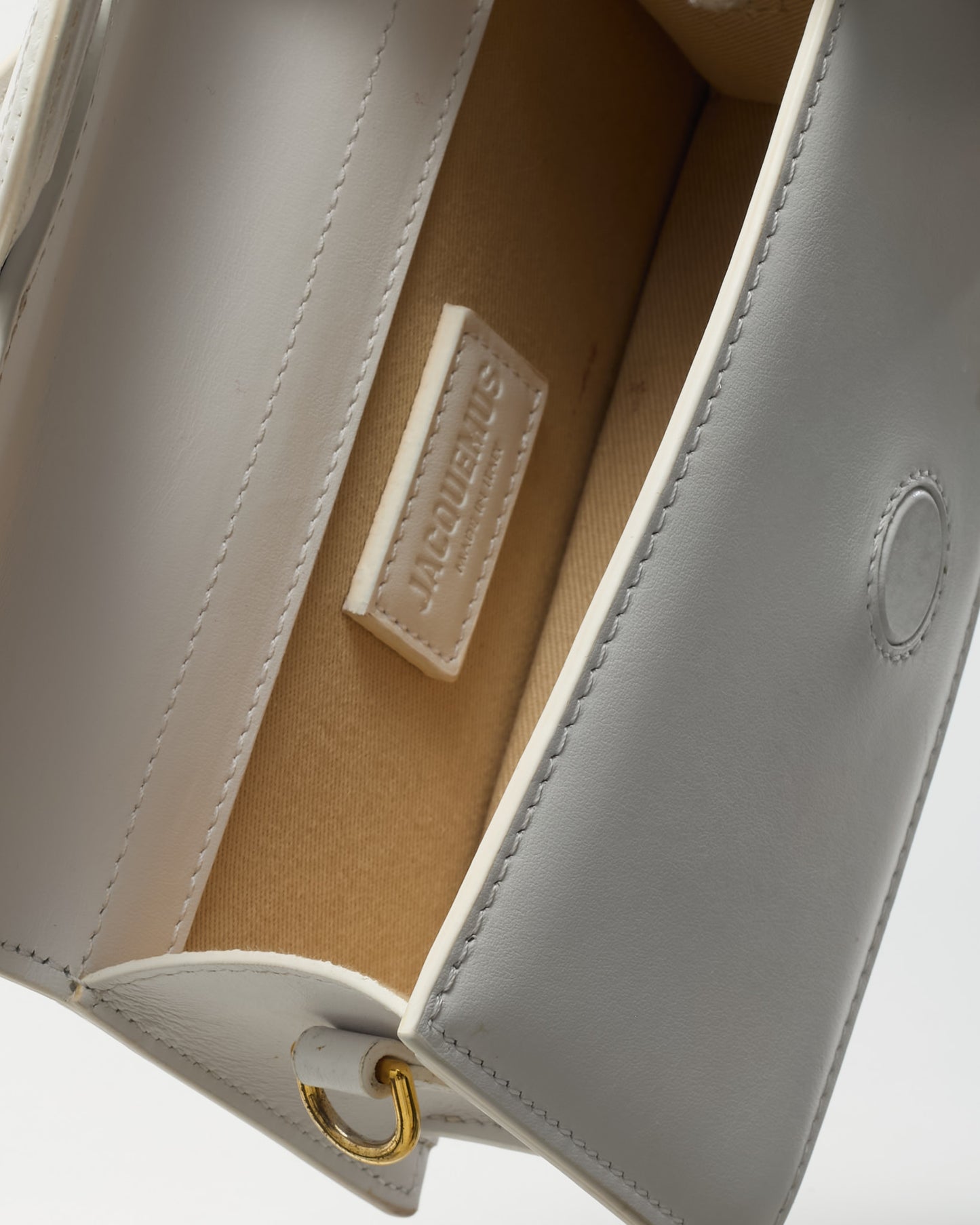 Jacquemus White Leather Le Bambino Top Handle Bag w/ Strap