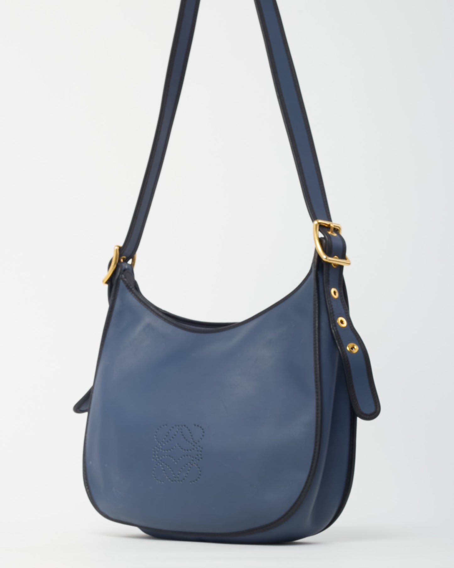 Loewe Blue Leather Anagram Logo Sofia Messenger Crossbody Bag
