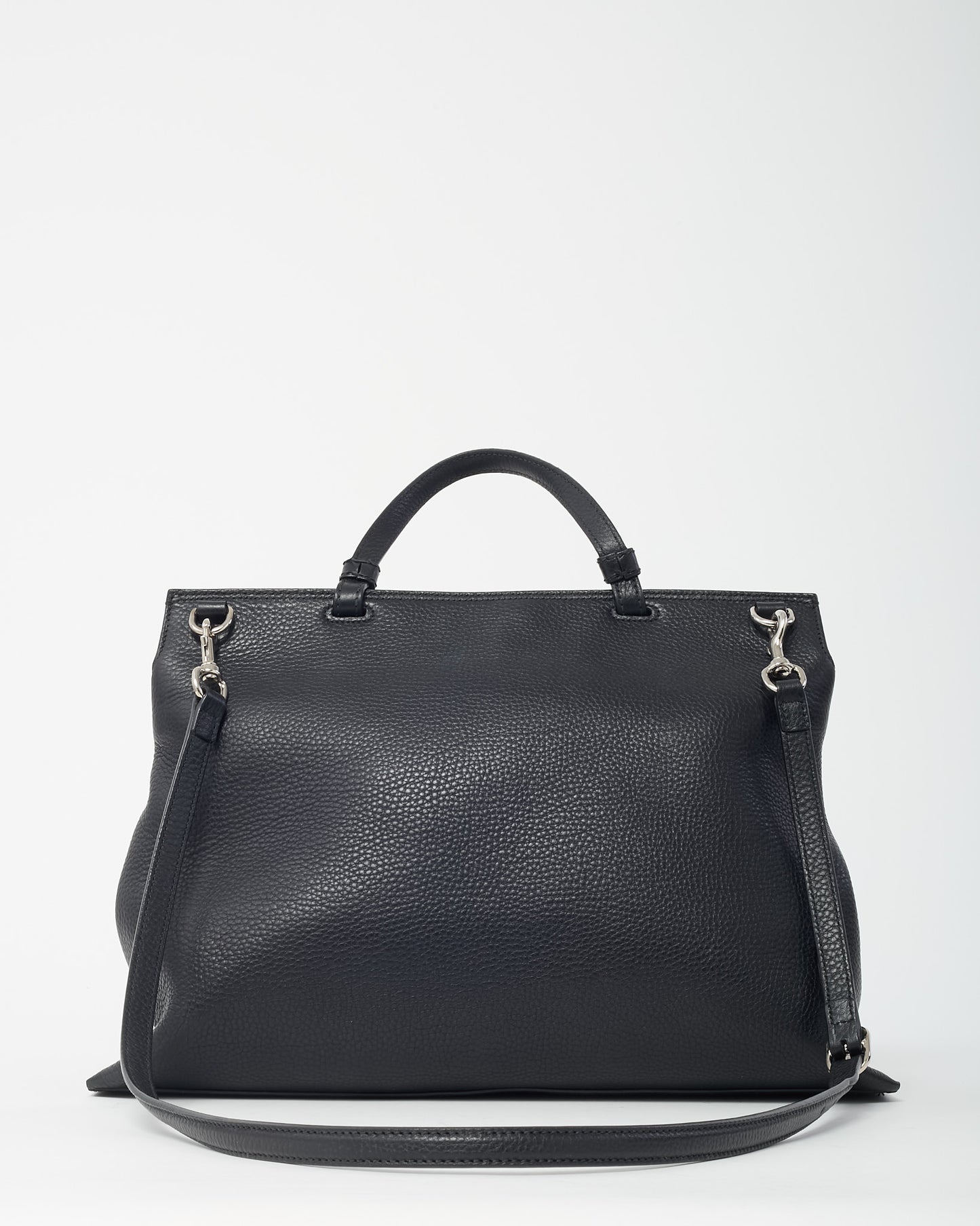 Gucci Black Pebbled Leather Bamboo Daily 2Way Top Handle Satchel