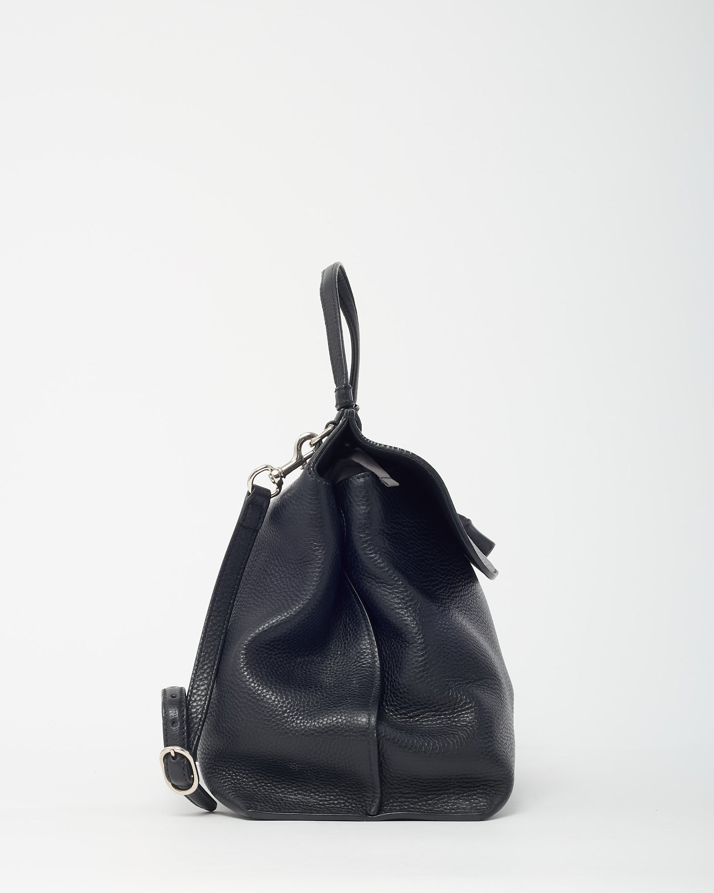 Gucci Black Pebbled Leather Bamboo Daily 2Way Top Handle Satchel