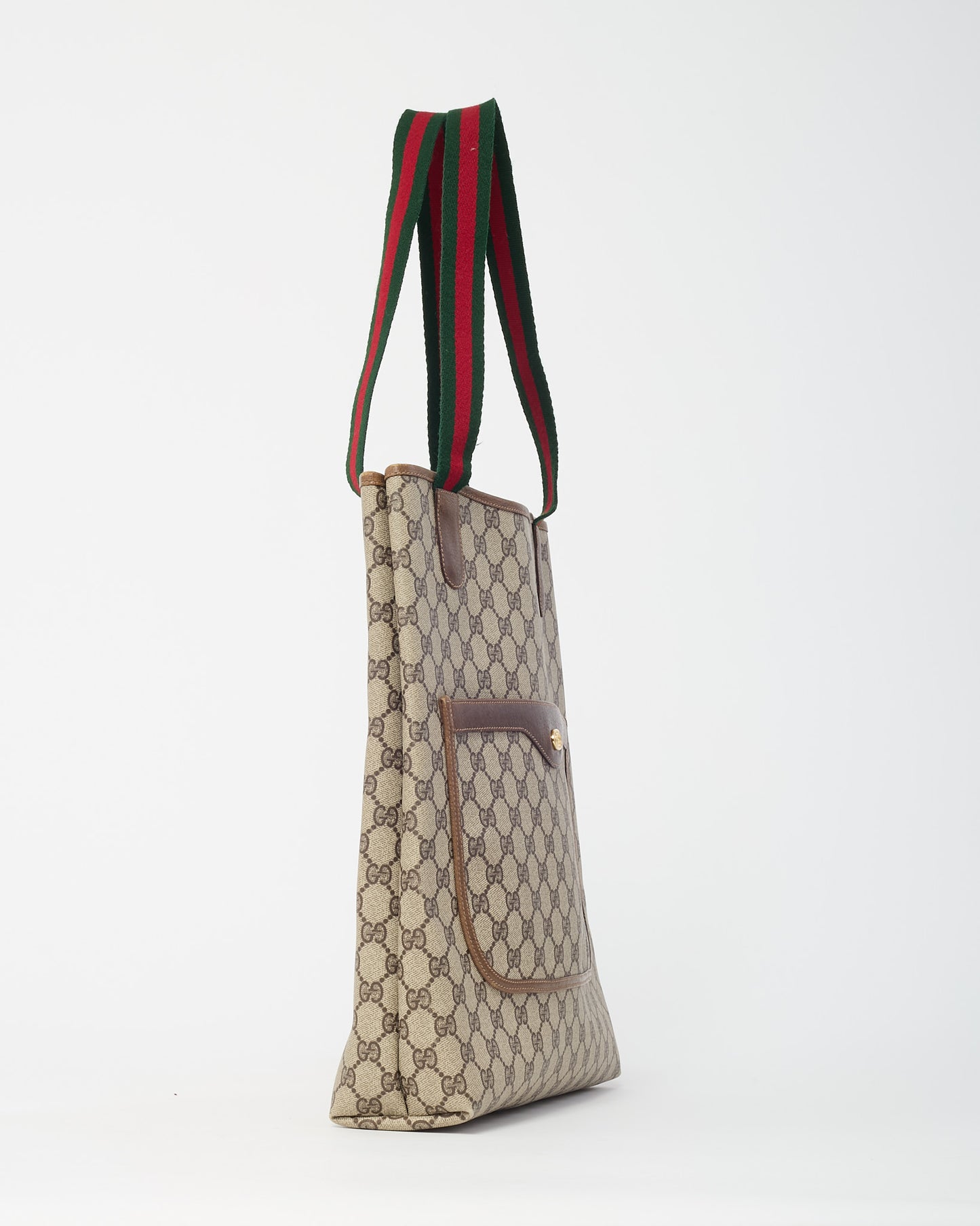 Gucci Vintage Beige and Brown GG Monogram Plus Coated Canvas Sherry Line Shopping Tote