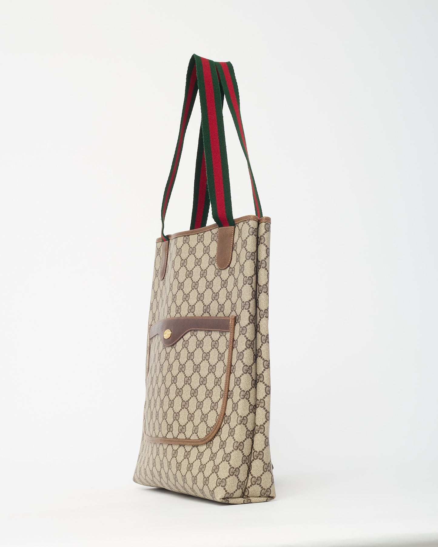 Gucci Vintage Beige and Brown GG Monogram Plus Coated Canvas Sherry Line Shopping Tote