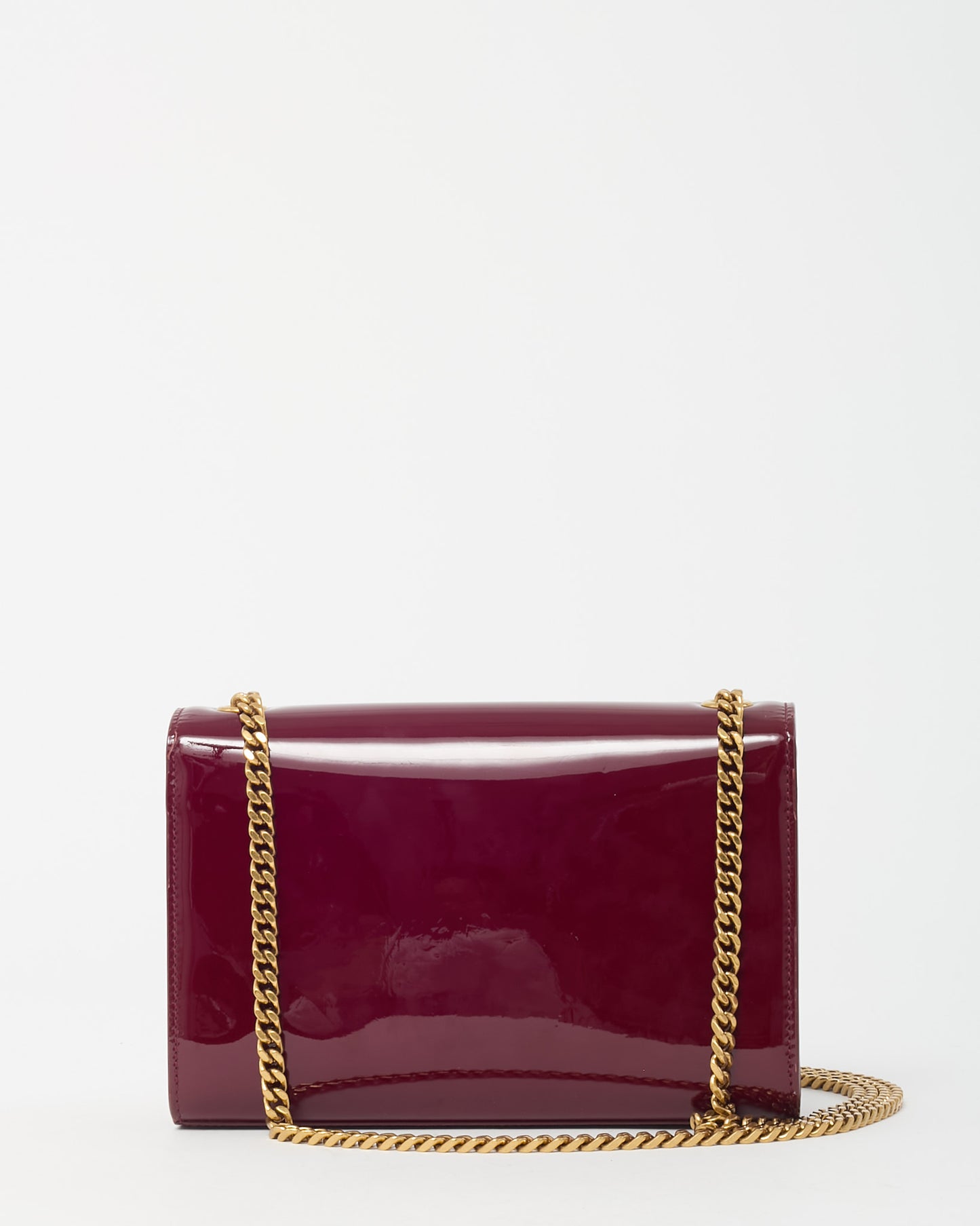 Saint Laurent Burgundy Patent Leather GHW YSL Logo Small Kate Crossbody Bag