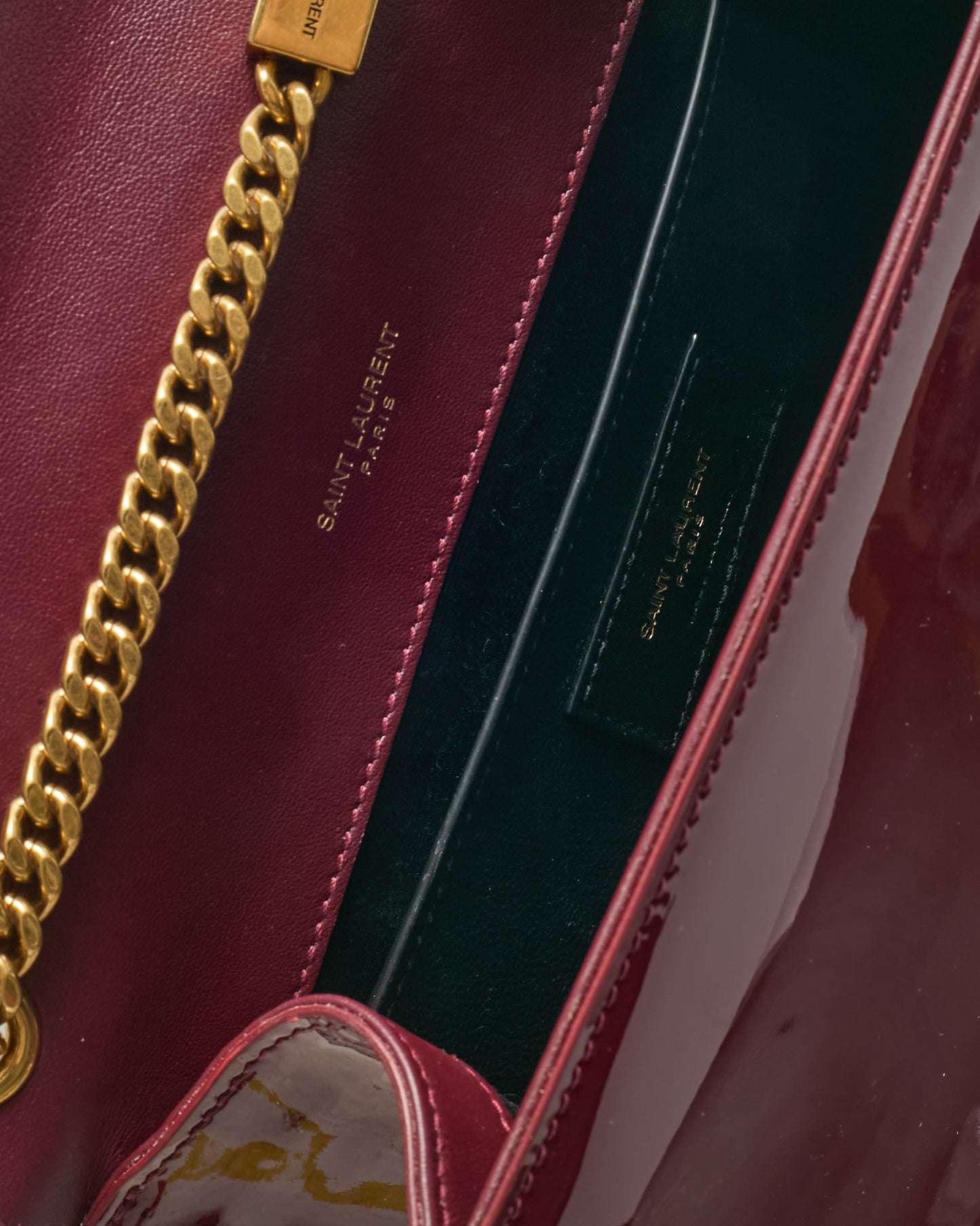 Saint Laurent Burgundy Patent Leather GHW YSL Logo Small Kate Crossbody Bag