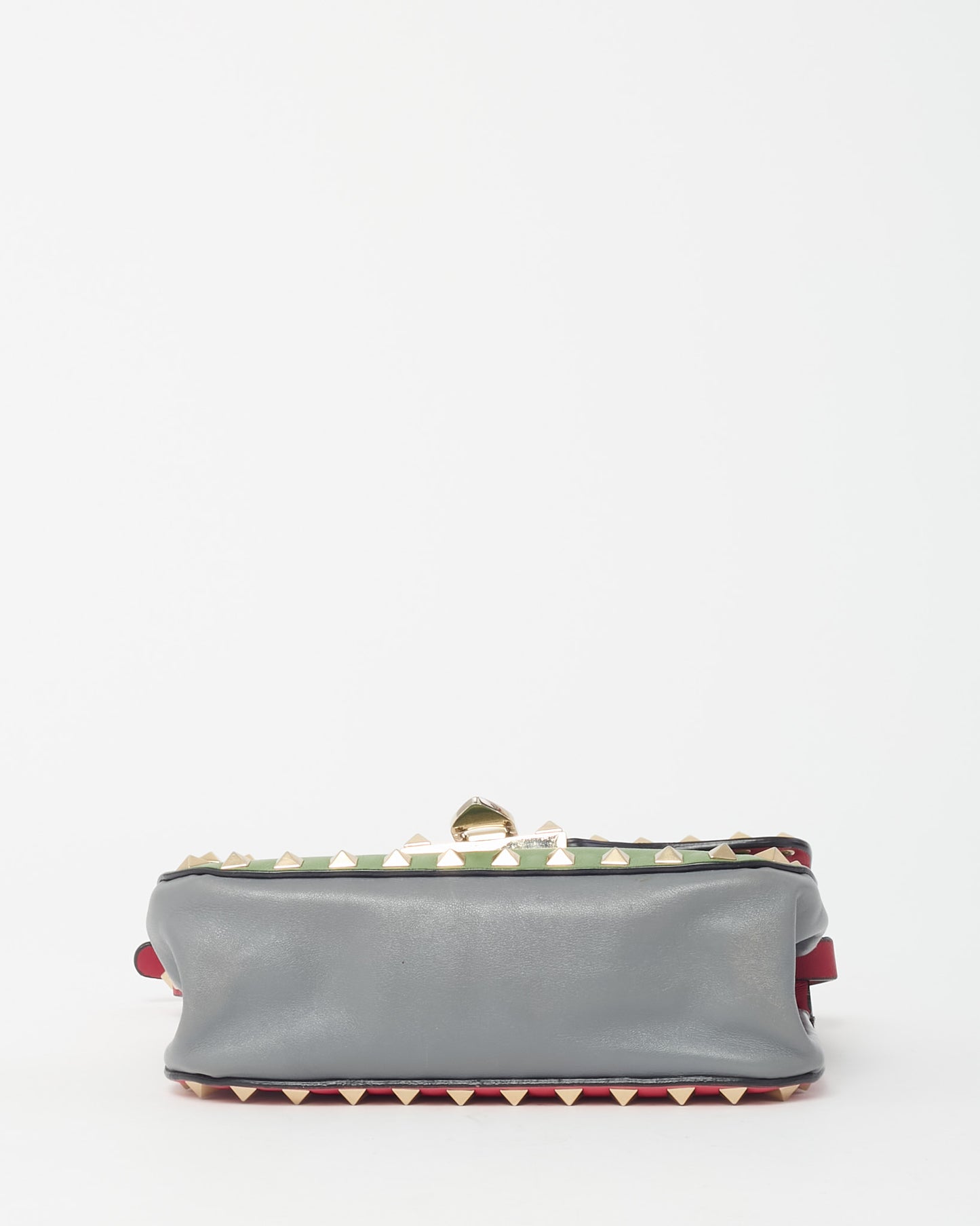 Valentino Tri-Color Red/Green/Grey Vitello Leather Rockstud Mini Crossbody Bag
