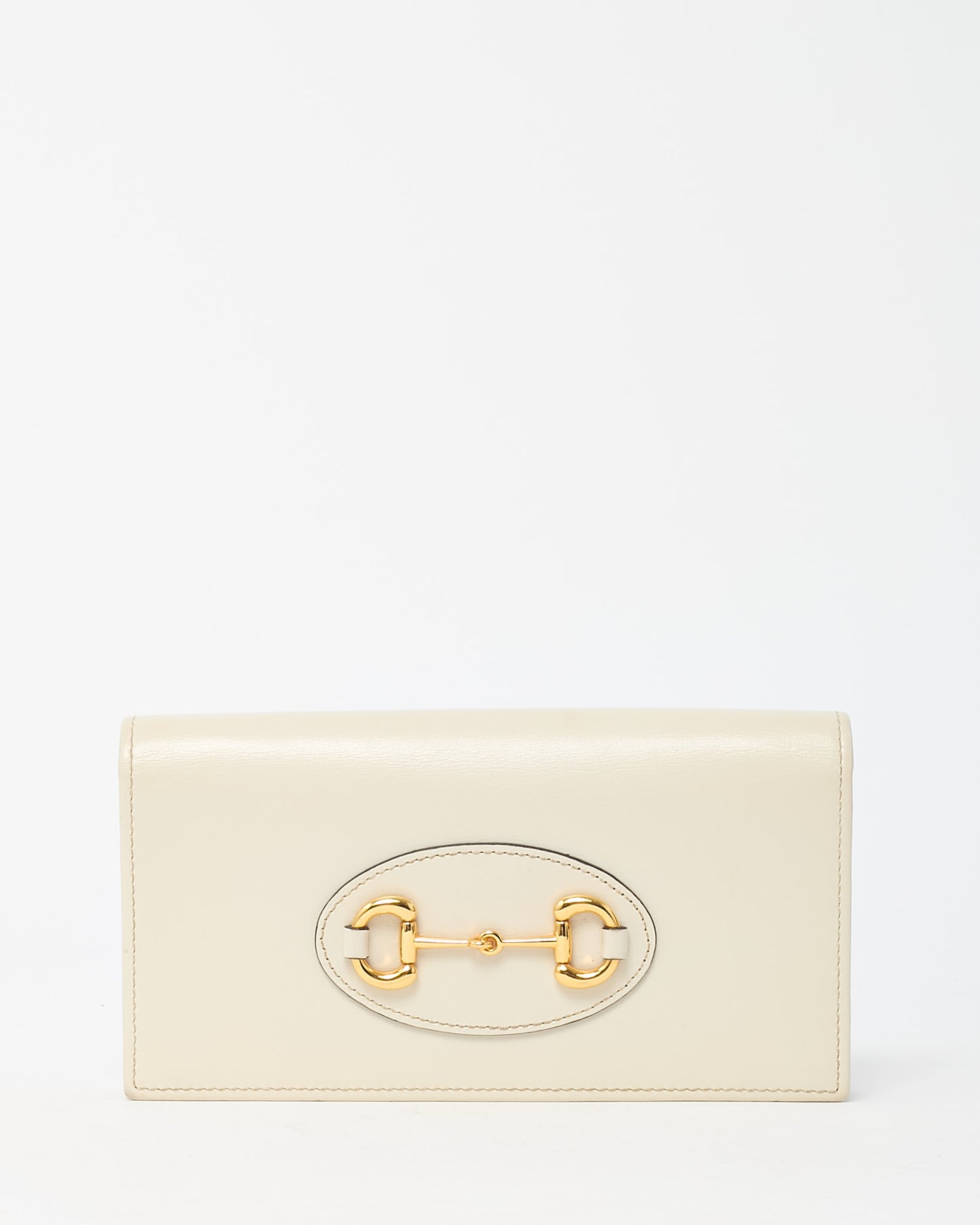 Gucci White Boarded Plutone Calfskin Leather Horsebit 1955 WOC Crossbody Bag