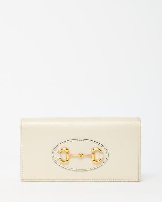 Gucci White Boarded Plutone Calfskin Leather Horsebit 1955 WOC Crossbody Bag