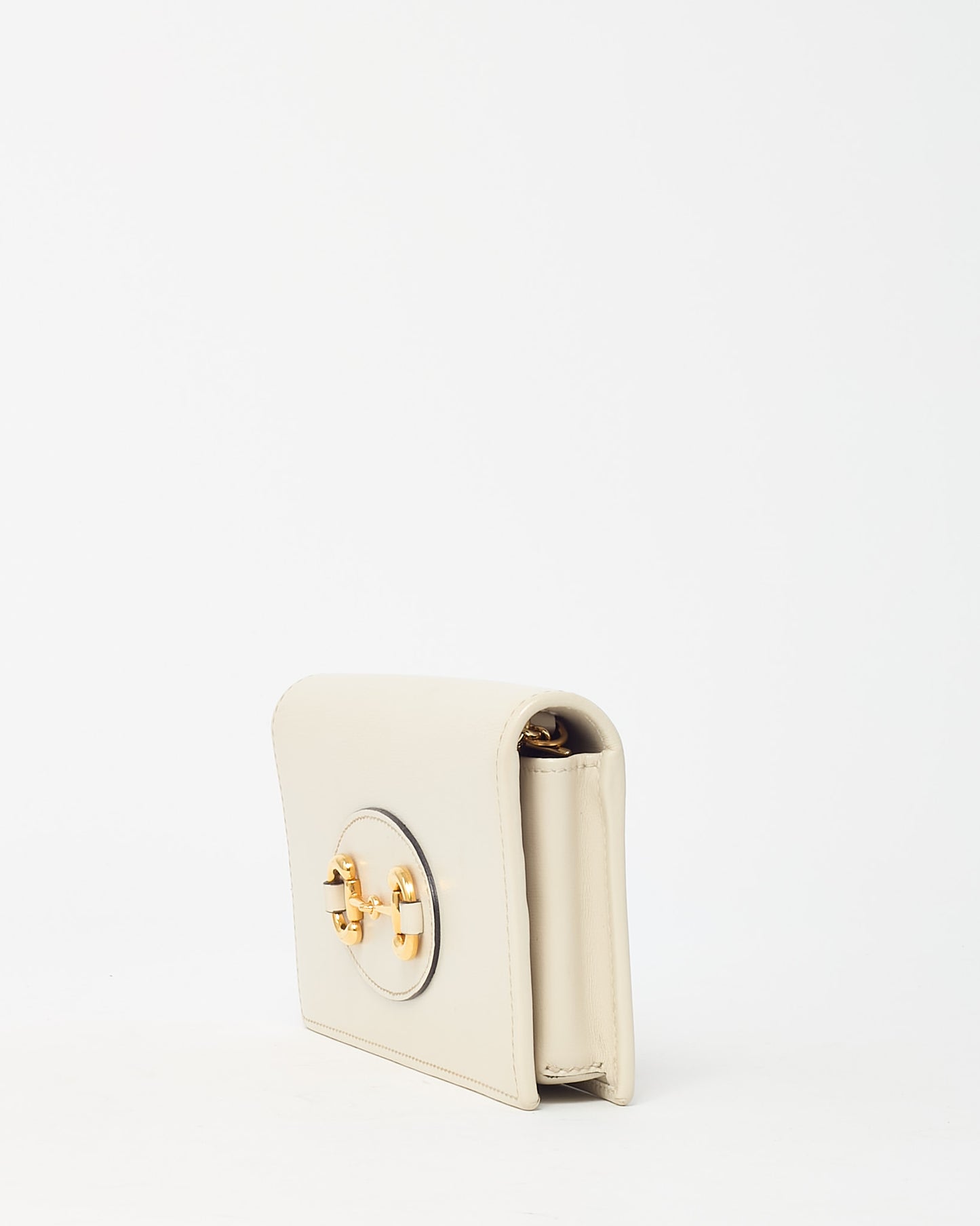 Gucci White Boarded Plutone Calfskin Leather Horsebit 1955 WOC Crossbody Bag