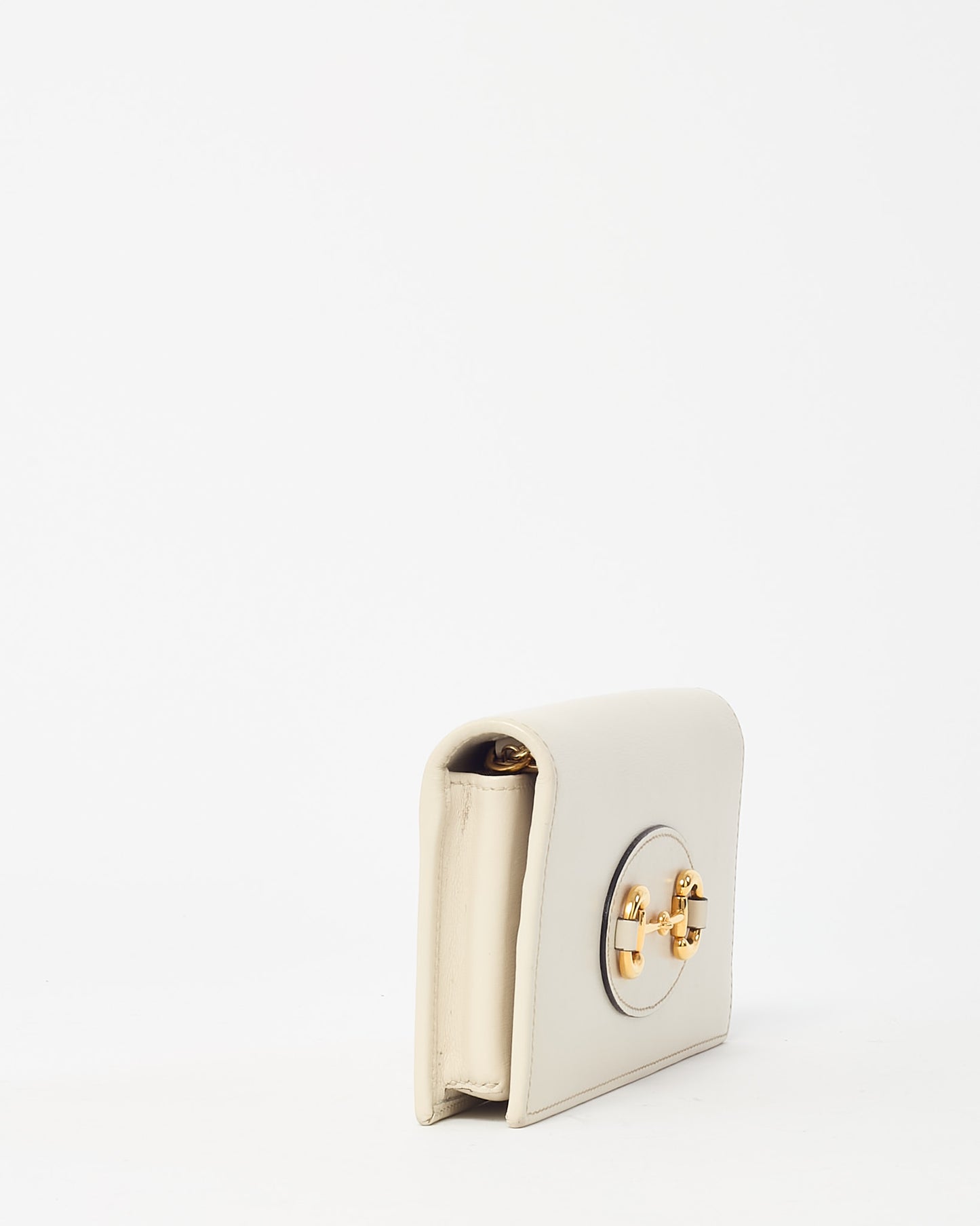 Gucci White Boarded Plutone Calfskin Leather Horsebit 1955 WOC Crossbody Bag