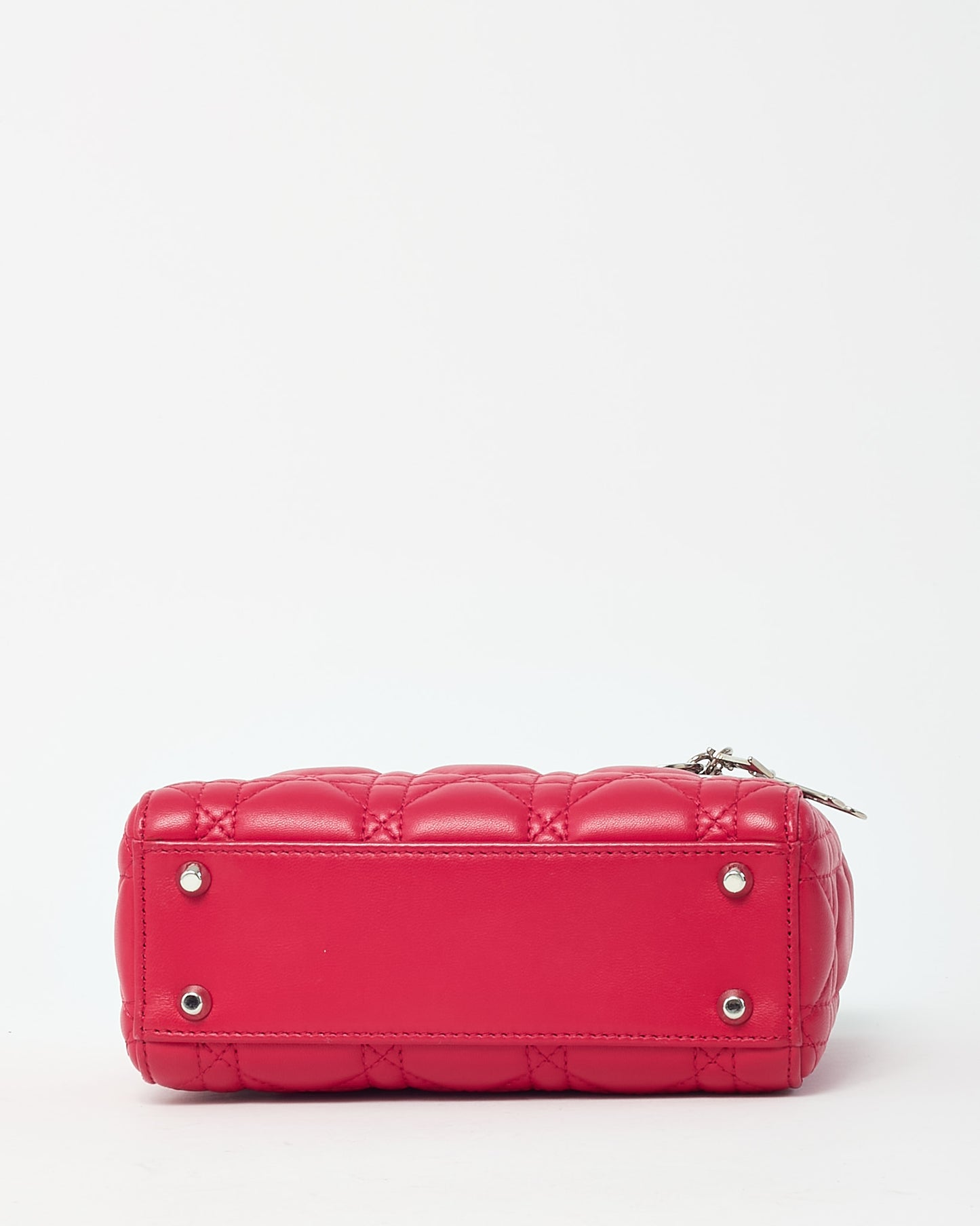 Dior Pinkish Red Cannage Lambskin Leather Mini Lady Dior Bag SHW