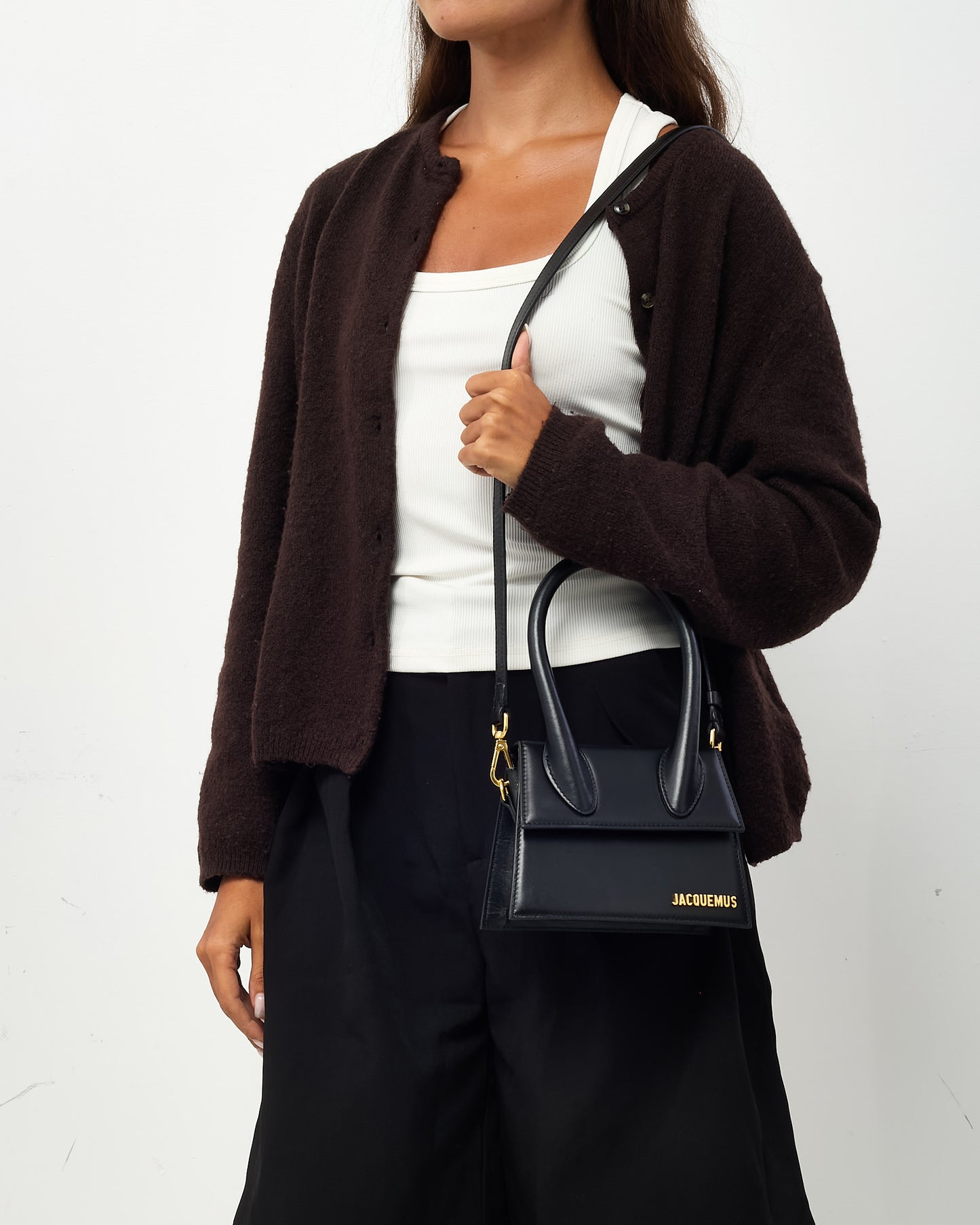 Jacquemus Black Leather Le Chiquito Moyen Crossbody Bag