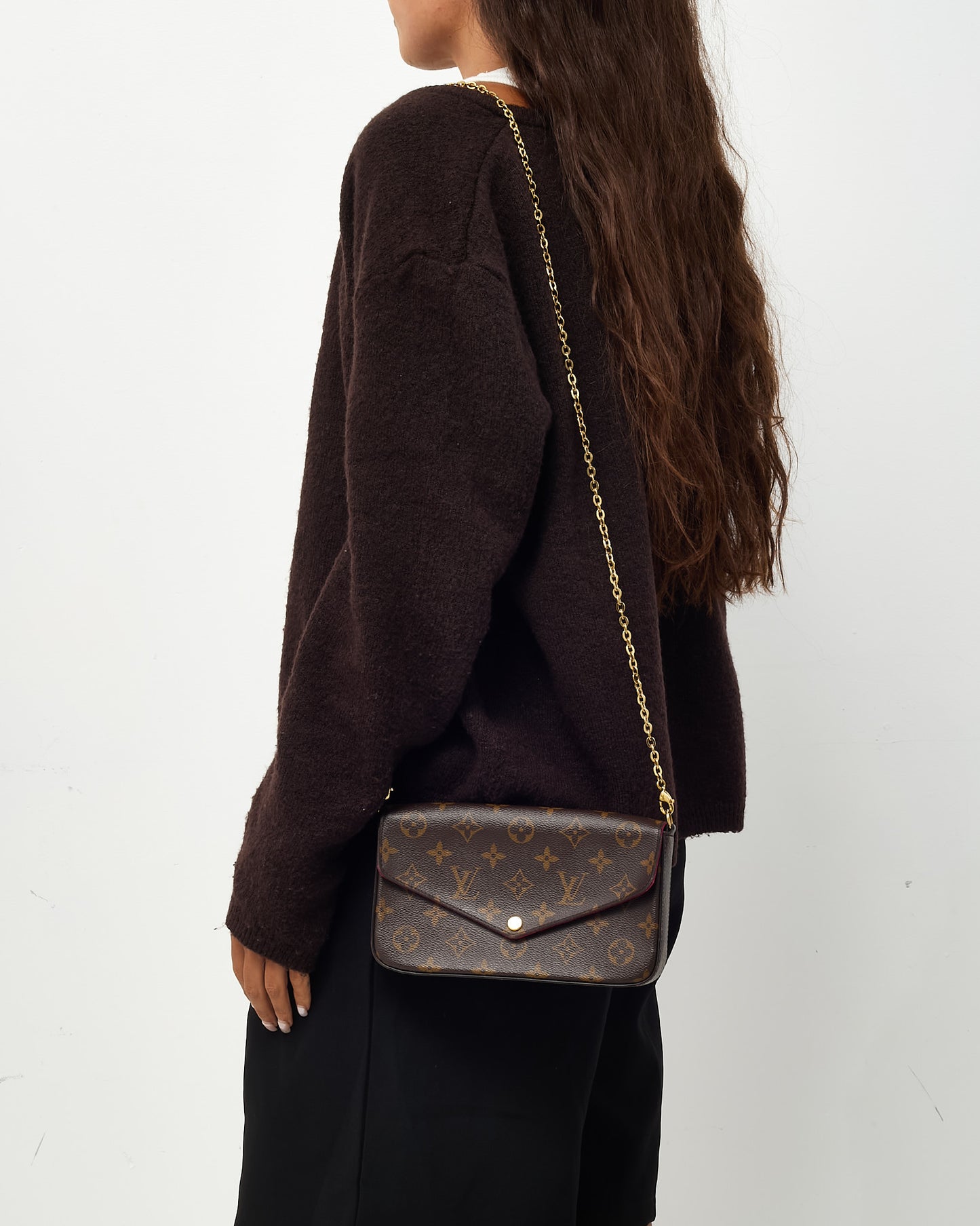 Louis Vuitton Monogram Coated Canvas Felicie Pochette Crossbody Bag (no inserts)