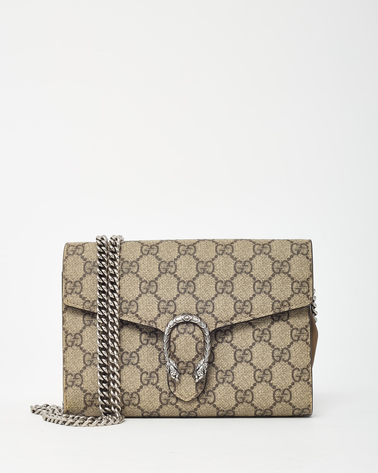 Gucci Beige & Ebony Monogram GG Supreme Canvas Dionysus WOC Crossbody Bag