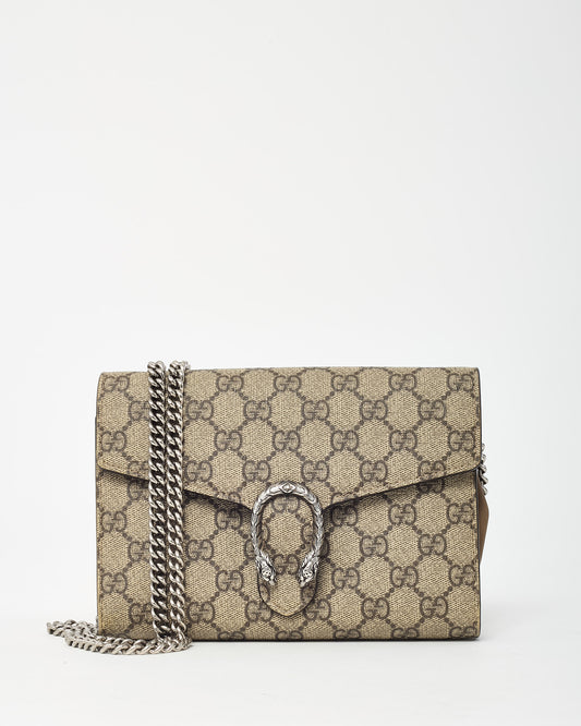 Gucci Beige & Ebony Monogram GG Supreme Canvas Dionysus WOC Crossbody Bag