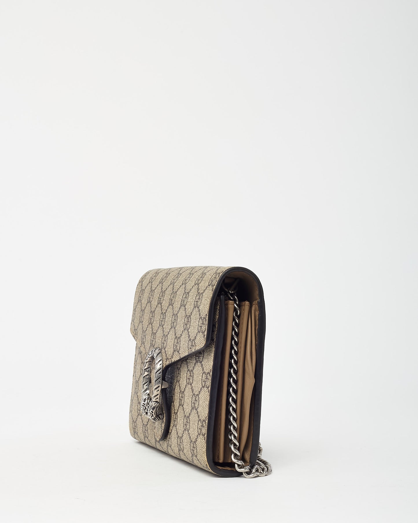 Gucci Beige & Ebony Monogram GG Supreme Canvas Dionysus WOC Crossbody Bag