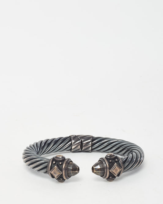 David Yurman Sterling Silver Blackened Renaissance Hinged Cuff Bracelet