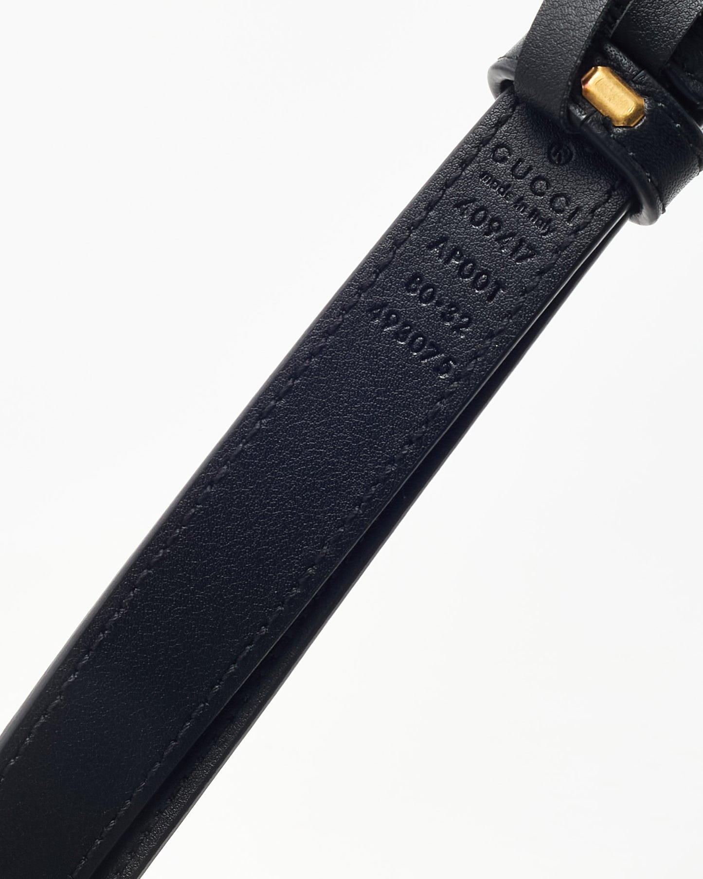 Gucci Black Leather GHW Thin GG Marmont Belt - 80/32