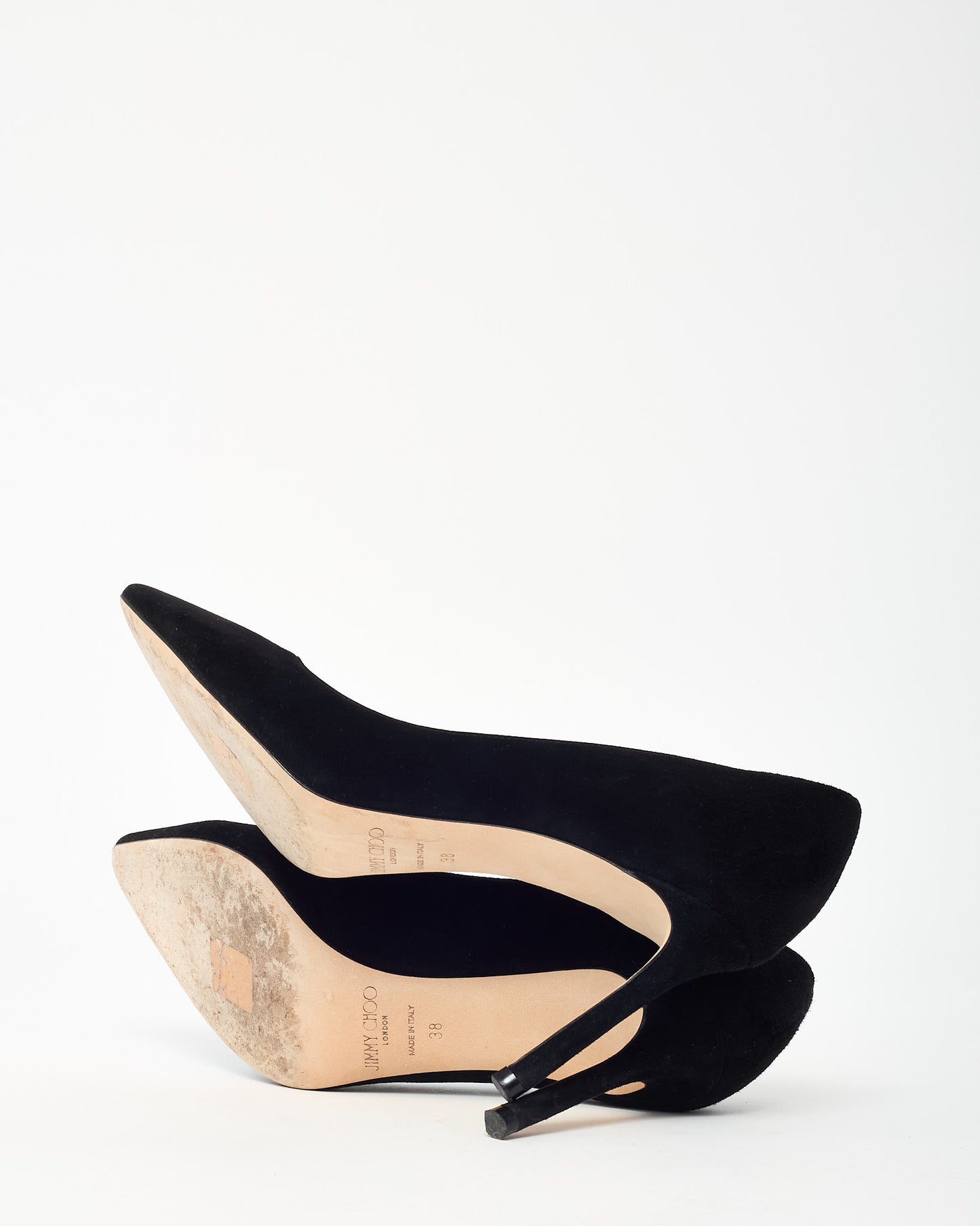 Jimmy Choo Black Suede Pointed Toe Romy 85 Pumps - 38