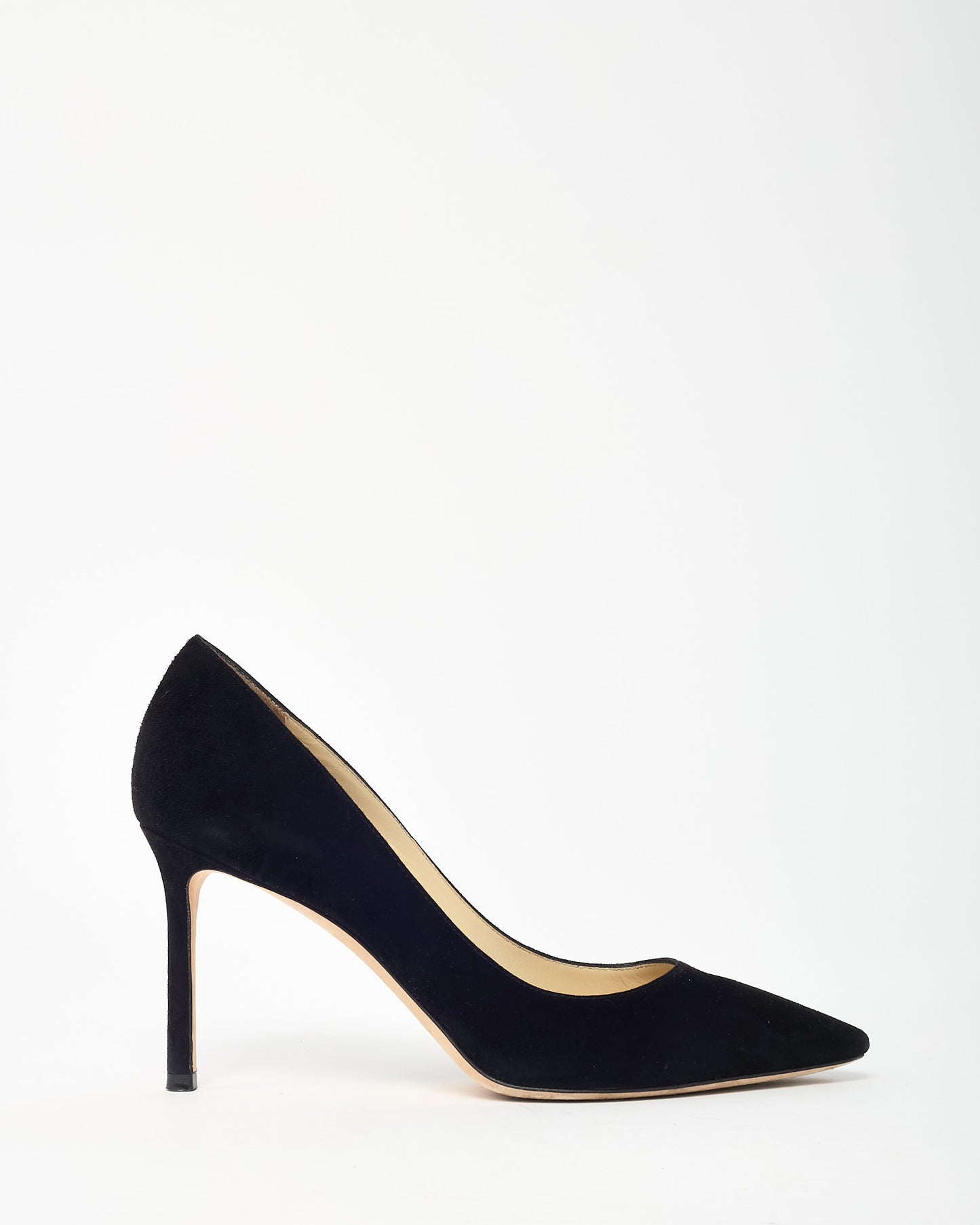 Jimmy Choo Black Suede Pointed Toe Romy 85 Pumps - 38