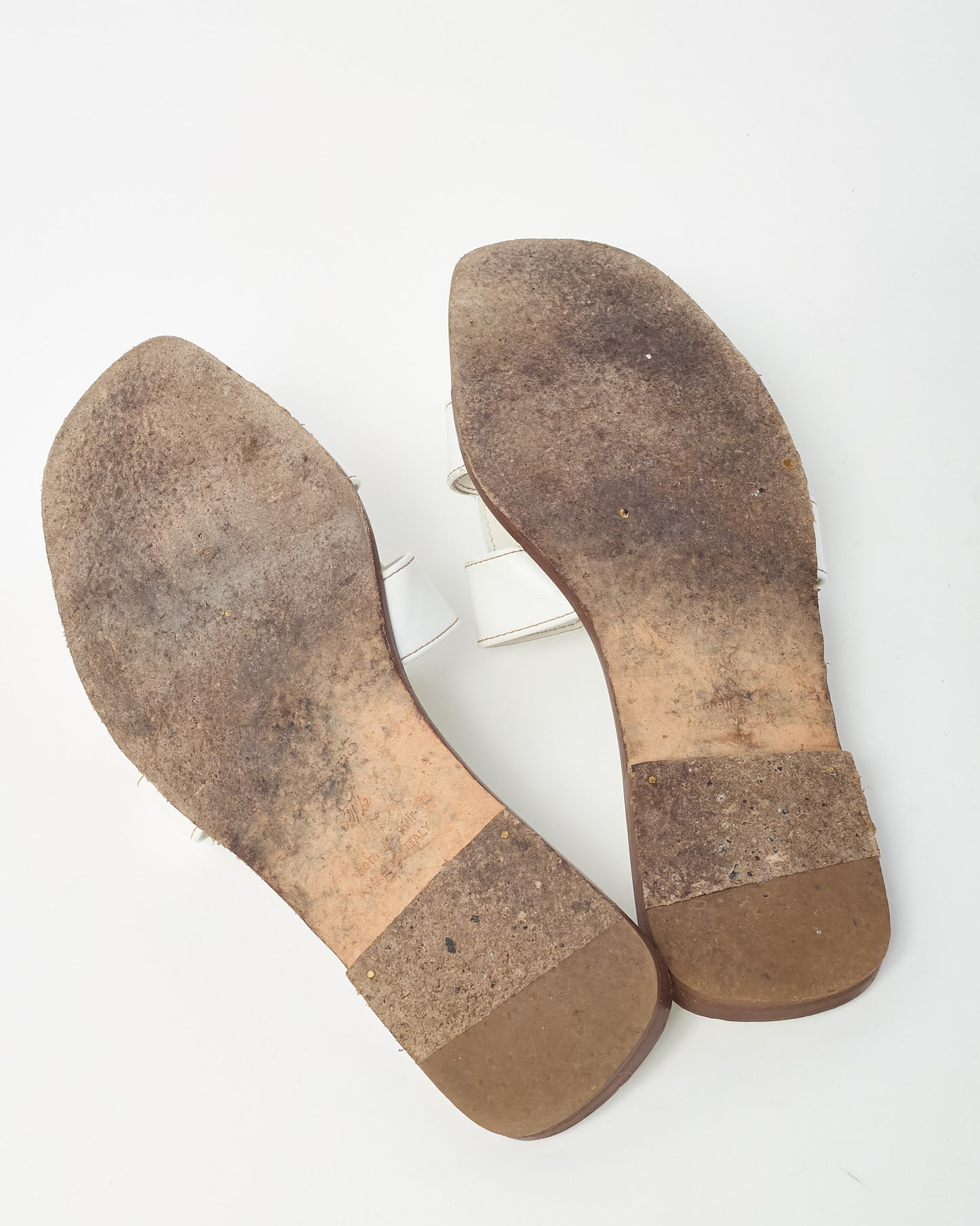 Hermès White Calfskin Leather Oran H Sandals - 37.5