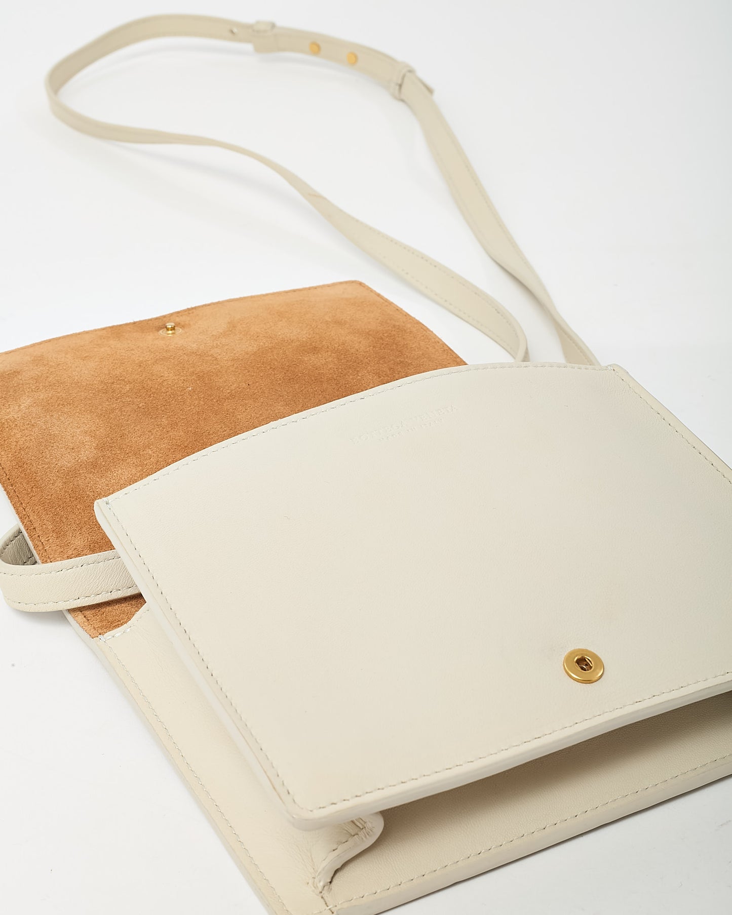Bottega Veneta White Intrecciato Leather Mini Square Cassette Crossbody Bag
