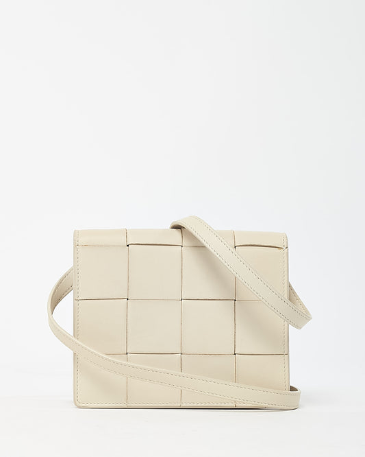 Bottega Veneta White Intrecciato Leather Mini Square Cassette Crossbody Bag