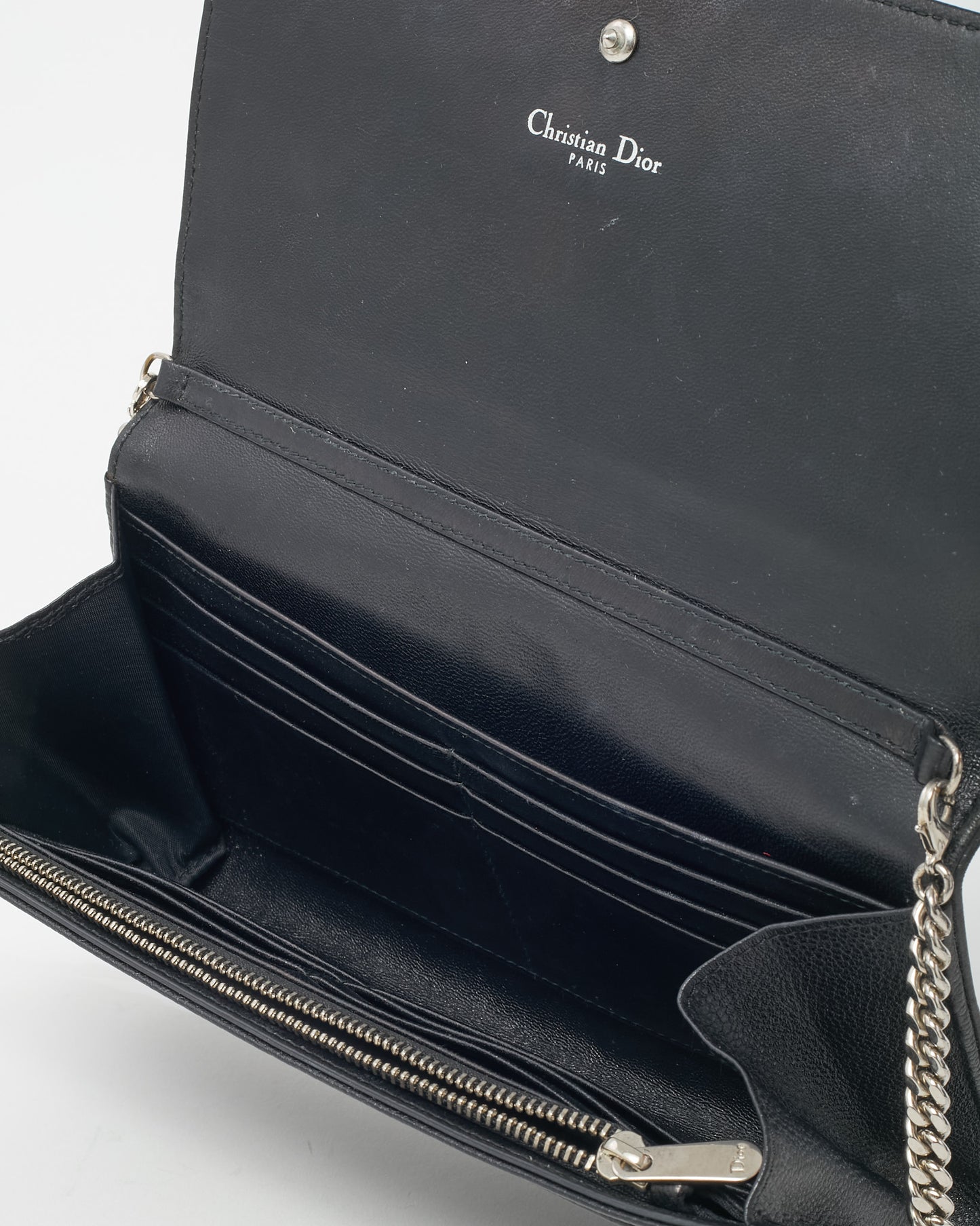 Dior Black Grained Calfskin Diorama Croisiere WOC Wallet on Chain Crossbody Bag