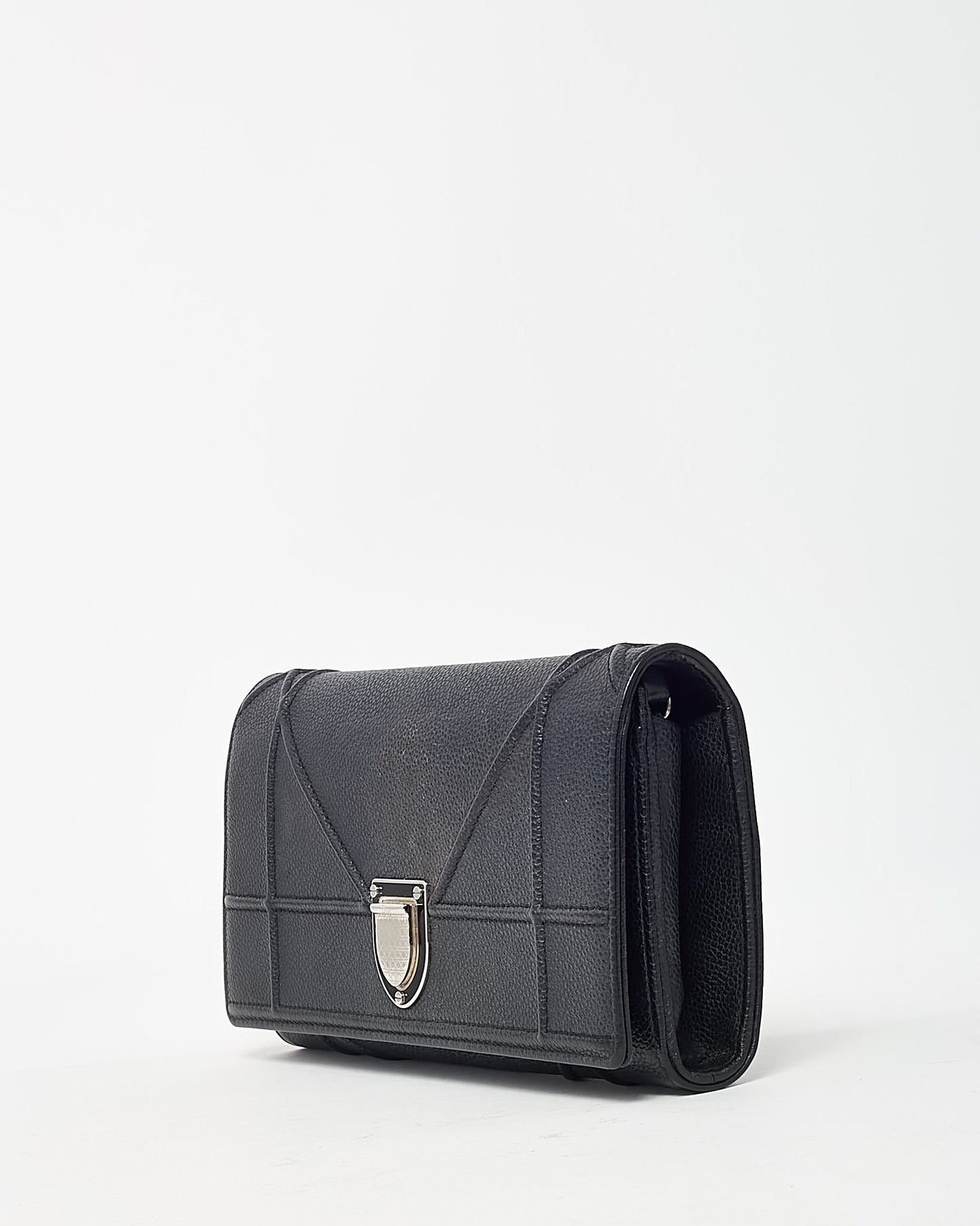 Dior Black Grained Calfskin Diorama Croisiere WOC Wallet on Chain Crossbody Bag