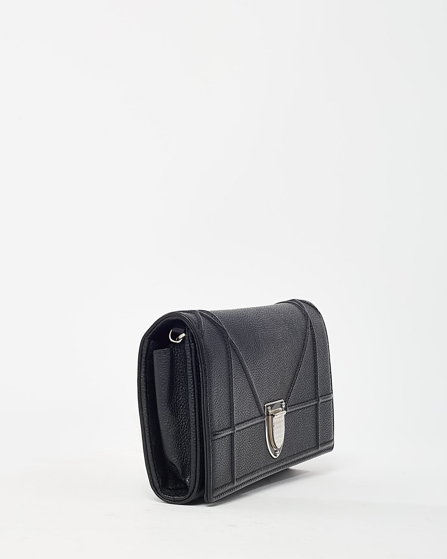 Dior Black Grained Calfskin Diorama Croisiere WOC Wallet on Chain Crossbody Bag