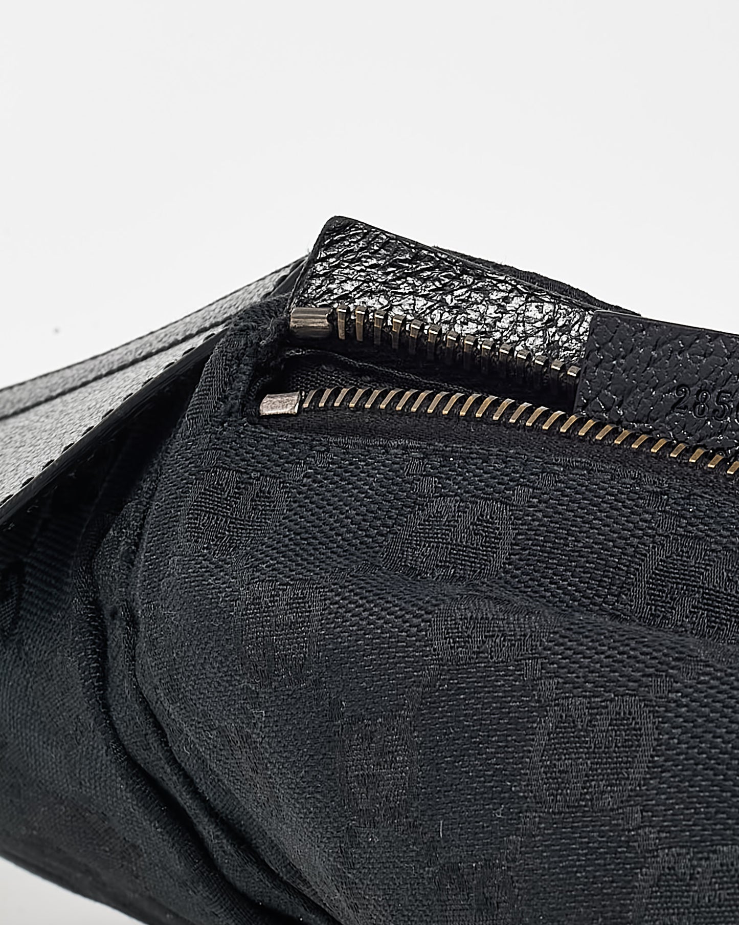 Gucci Black Monogram GG Canvas Double Pocket Belt Bag