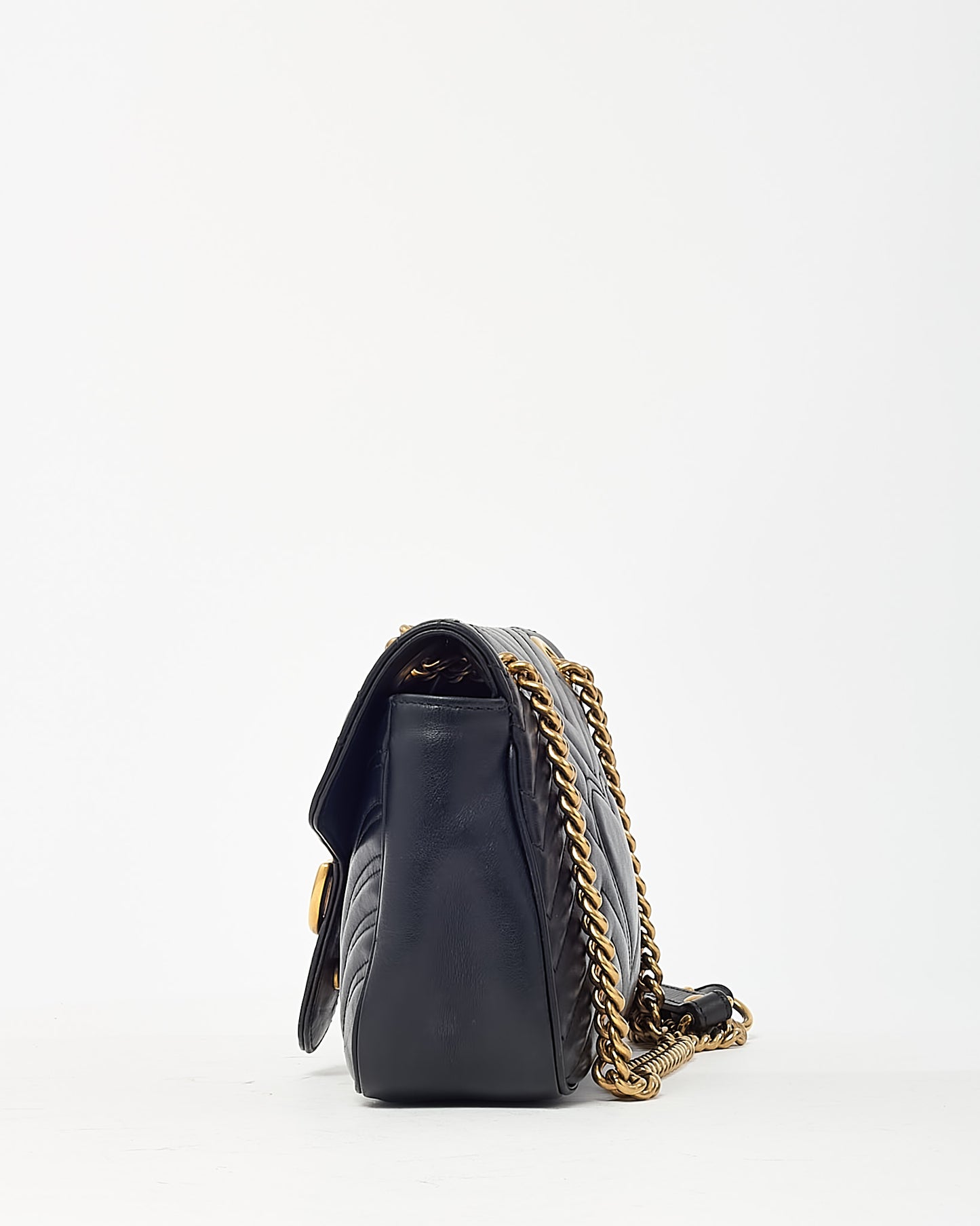 Gucci Black Leather Matelassé Small GG Marmont Shoulder Bag