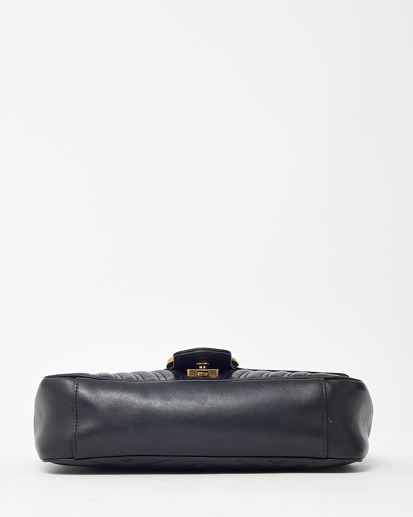 Gucci Black Leather Matelassé Small GG Marmont Shoulder Bag