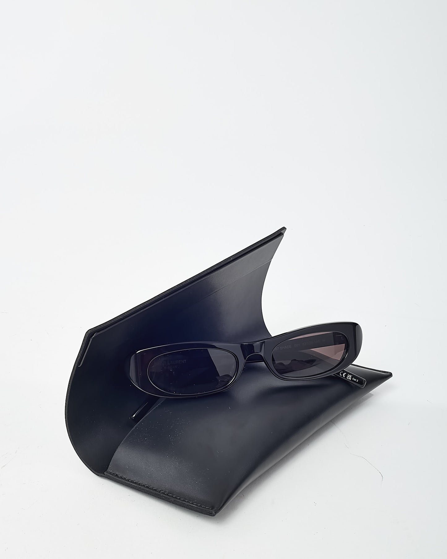 Saint Laurent Black Acetate SL557 Shade Oval Sunglasses