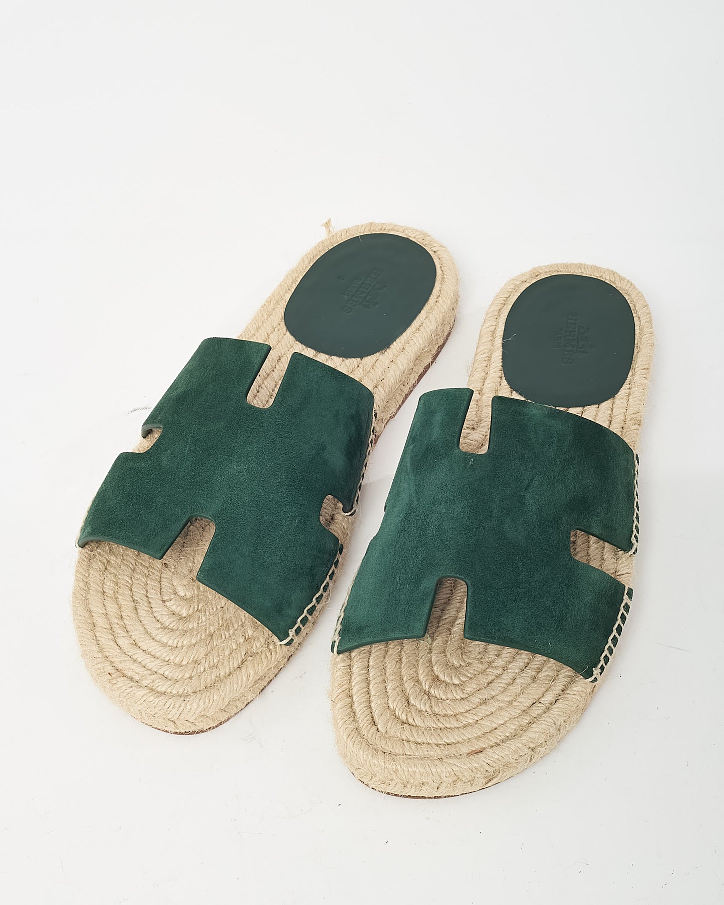 Hermès Men's Green Suede Antigua Espadrille Sandals - 40/US 7 MEN/US 9-9.5 WOMEN