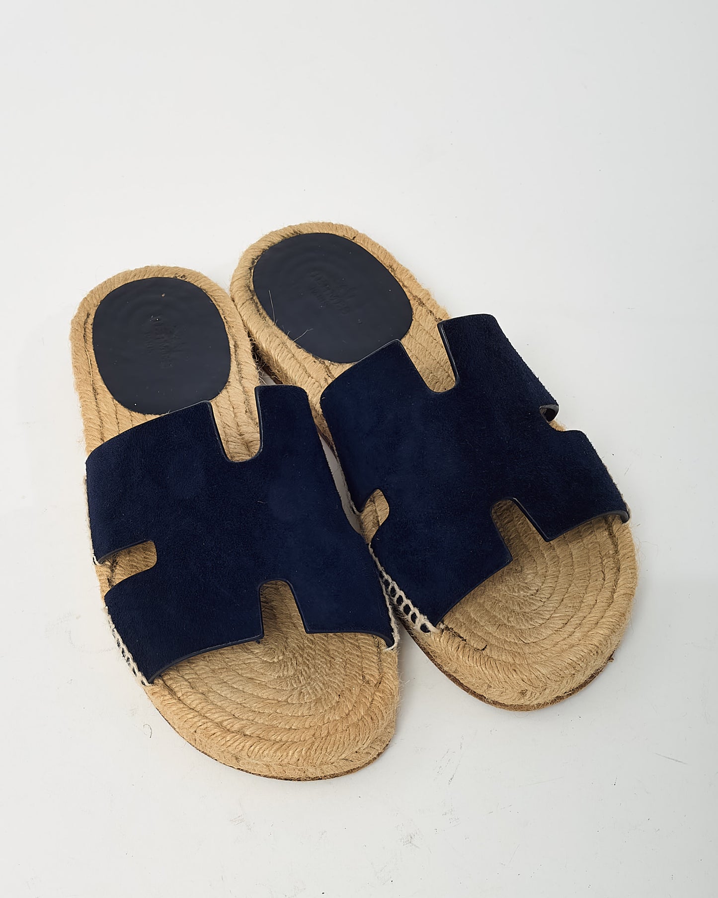 Hermès Navy Suede Antigua Espadrille Sandals - 39