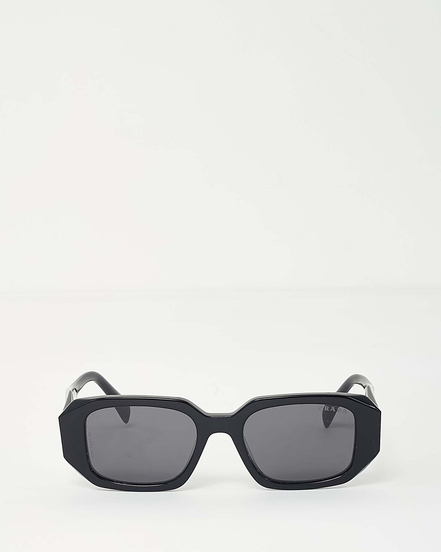 Prada Black Acetate SPR 17W Triangle Logo Square Sunglasses
