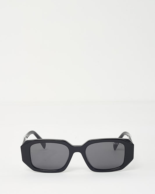 Prada Black Acetate SPR 17W Triangle Logo Square Sunglasses
