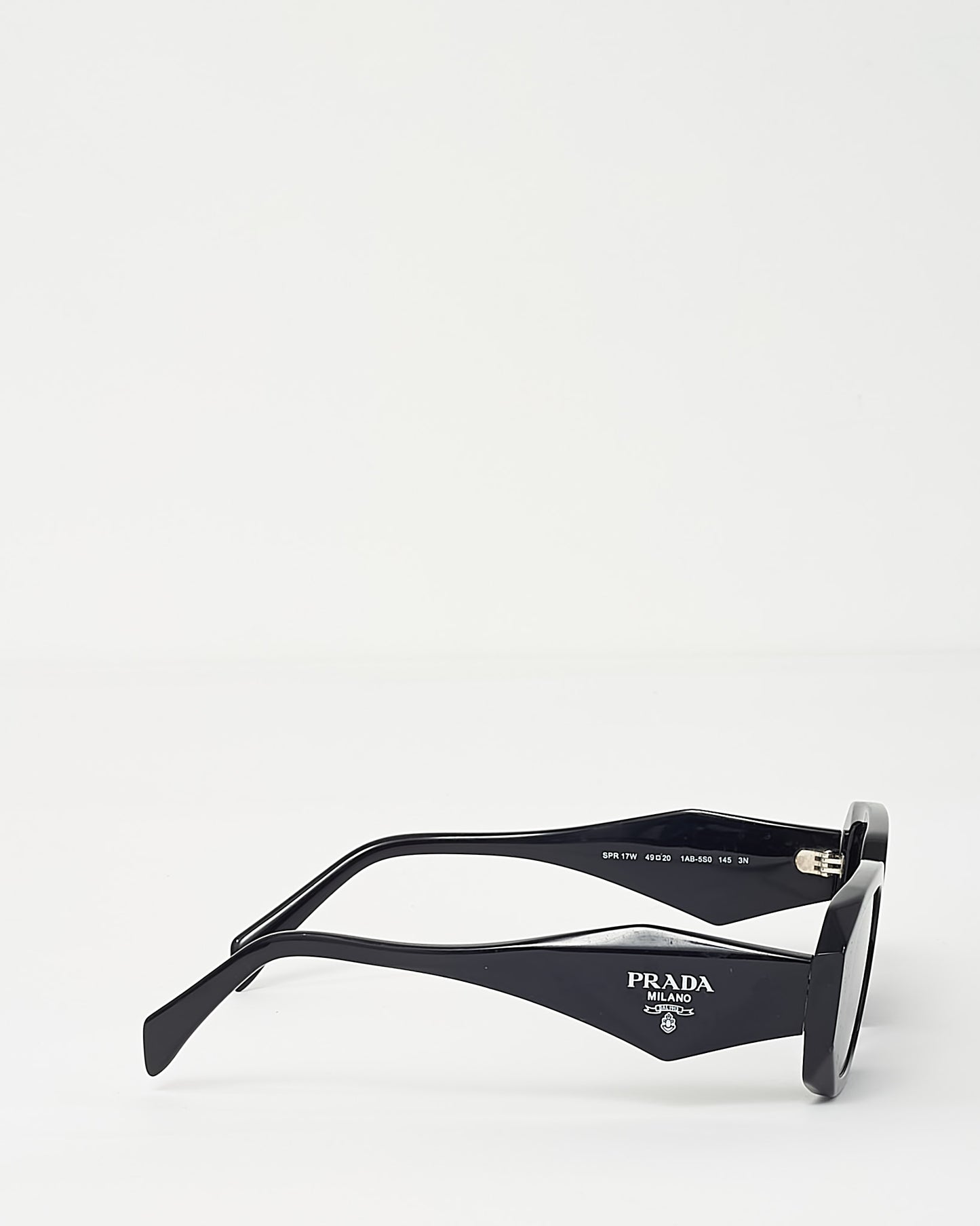 Prada Black Acetate SPR 17W Triangle Logo Square Sunglasses