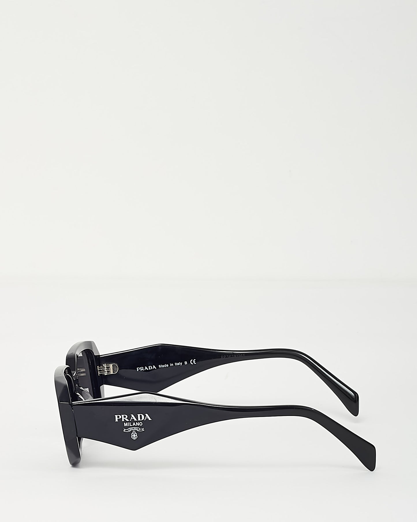 Prada Black Acetate SPR 17W Triangle Logo Square Sunglasses