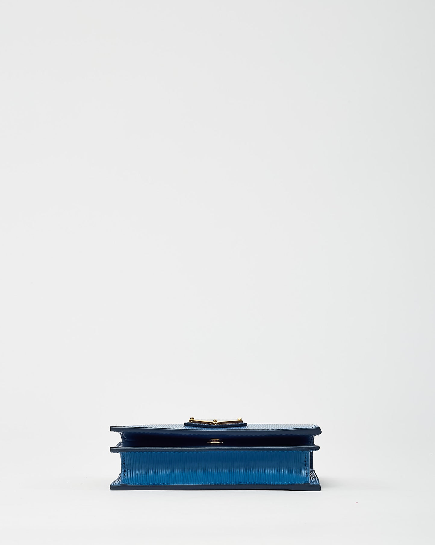 Prada Blue Vitello Move Tr Leather Triangle Logo Compact Wallet