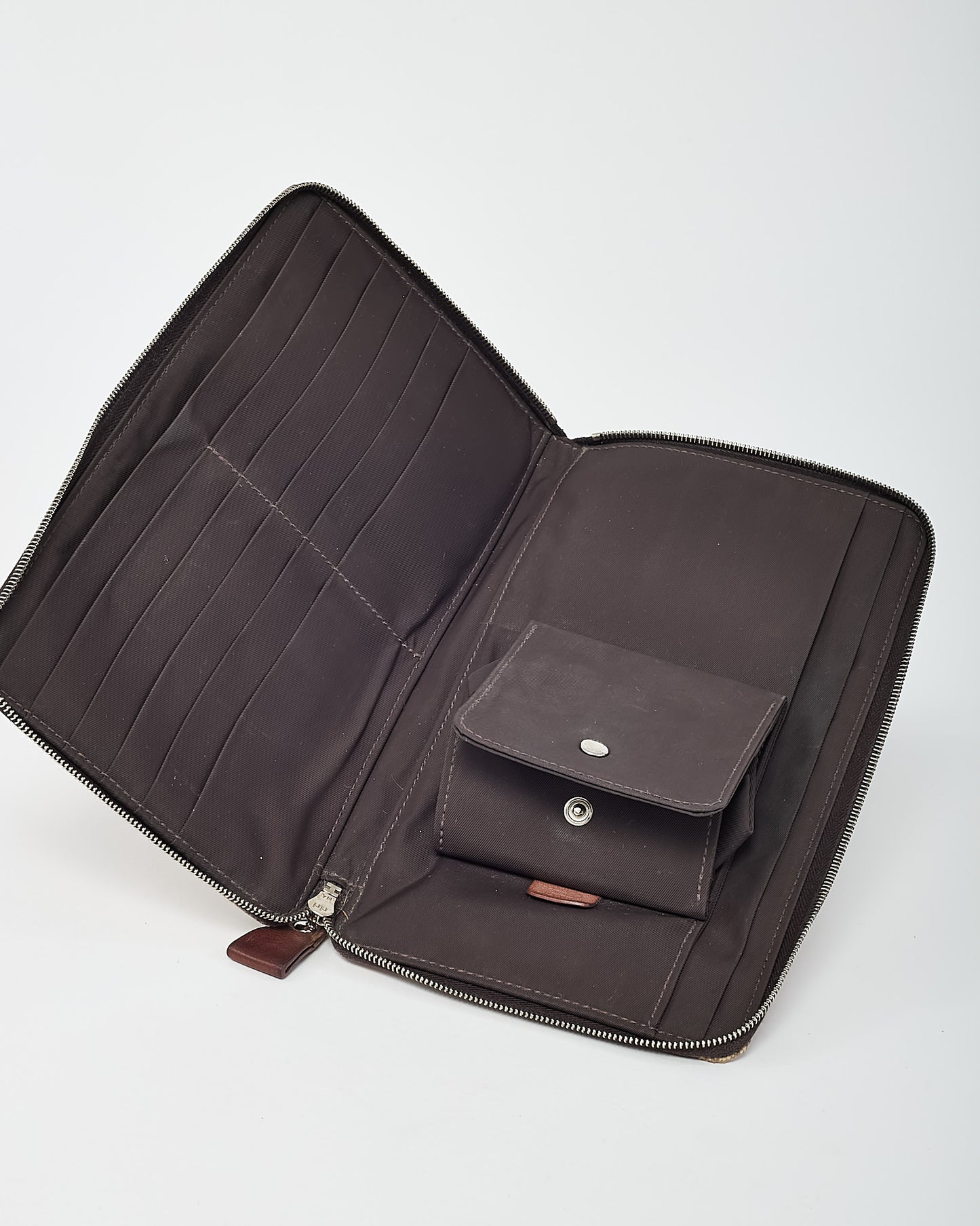 Hermès Beige and Orange Quadrige Steeple Printed Toile Canvas Zippy Wallet GM