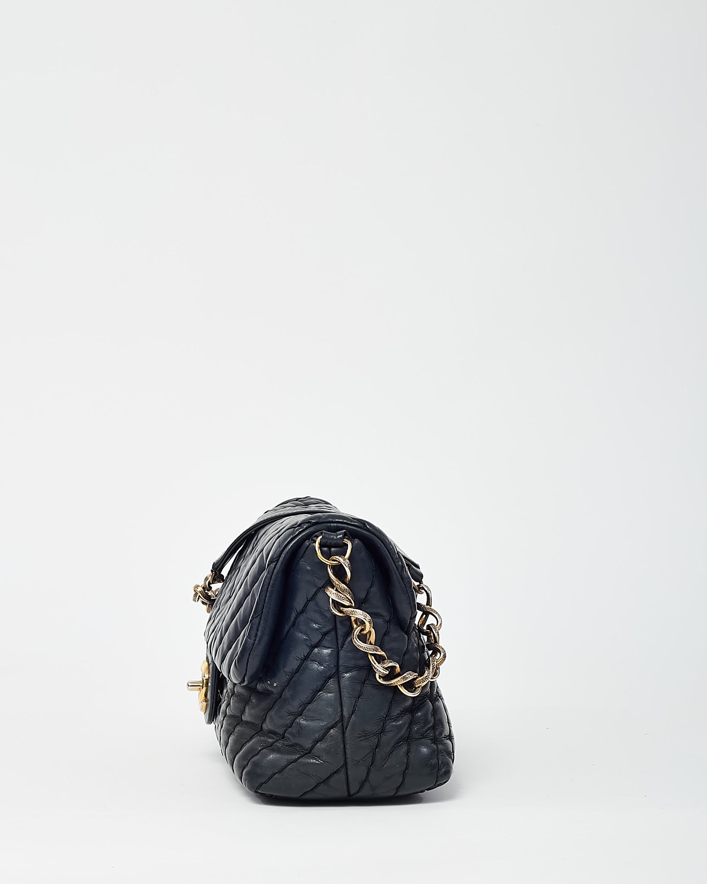 Chanel Black Surpique Chevron Leather Paris-Byzance Large Flap Bag GHW