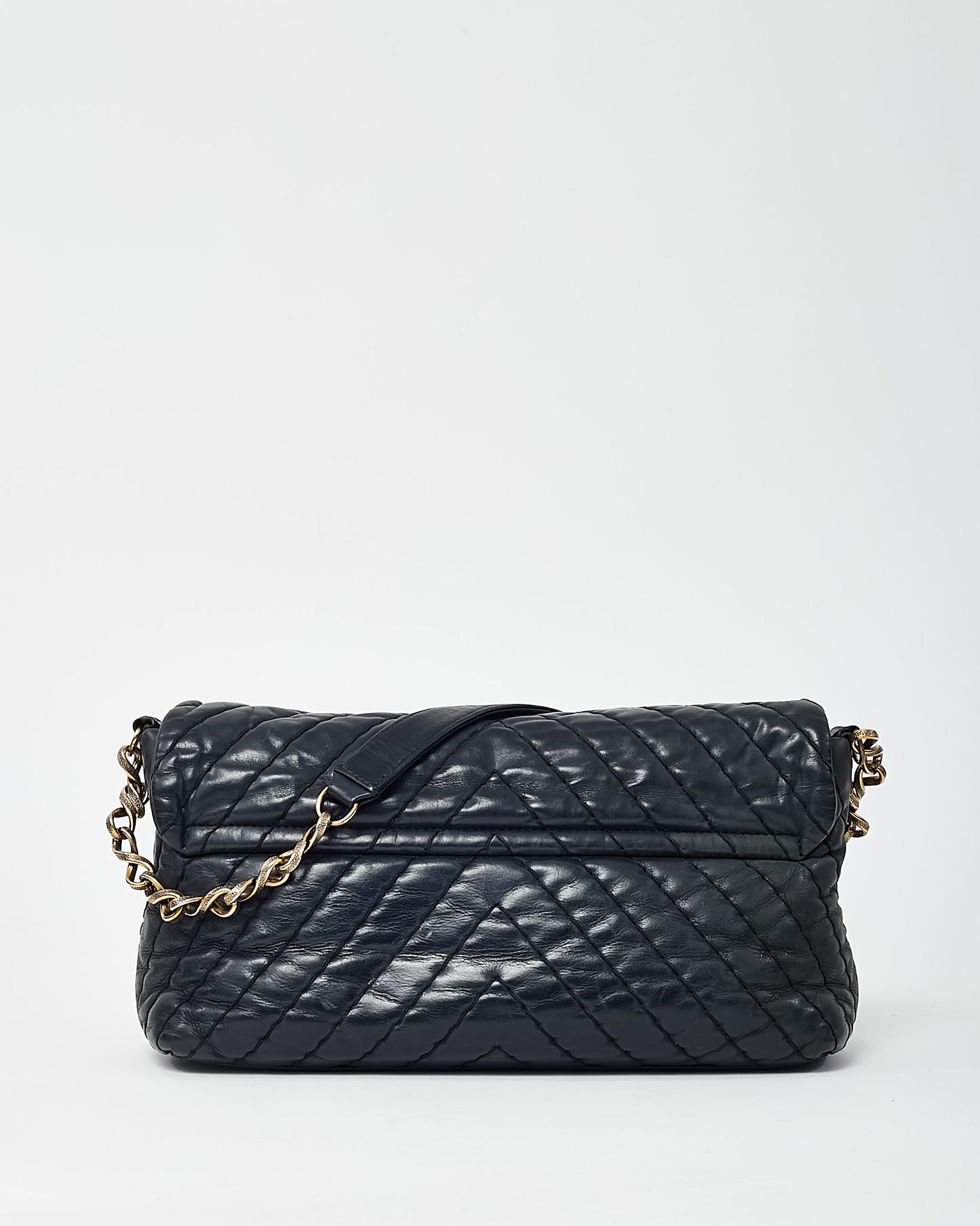 Chanel Black Surpique Chevron Leather Paris-Byzance Large Flap Bag GHW